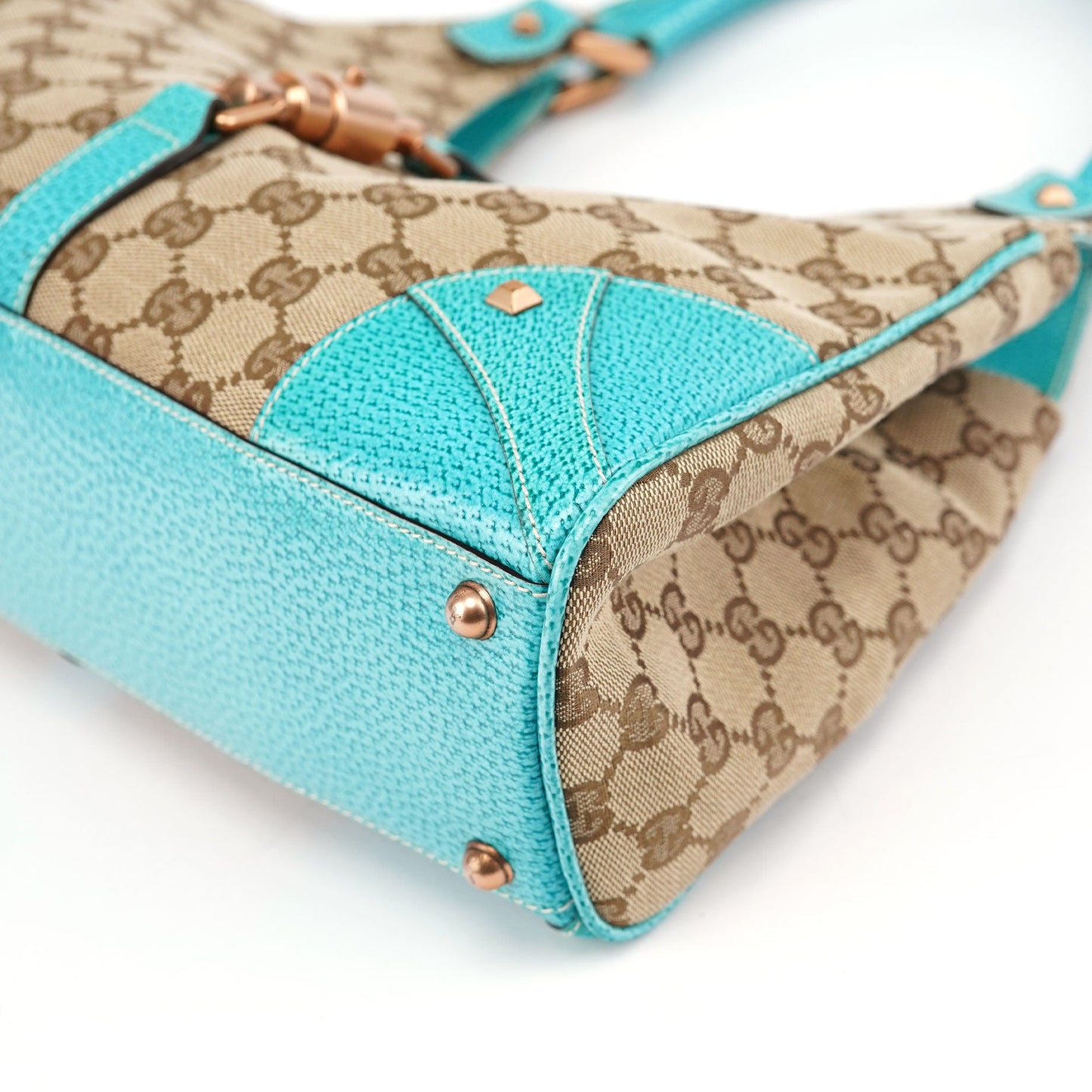 124407 Beige Turquoise GG Jackie Shoulder Bag