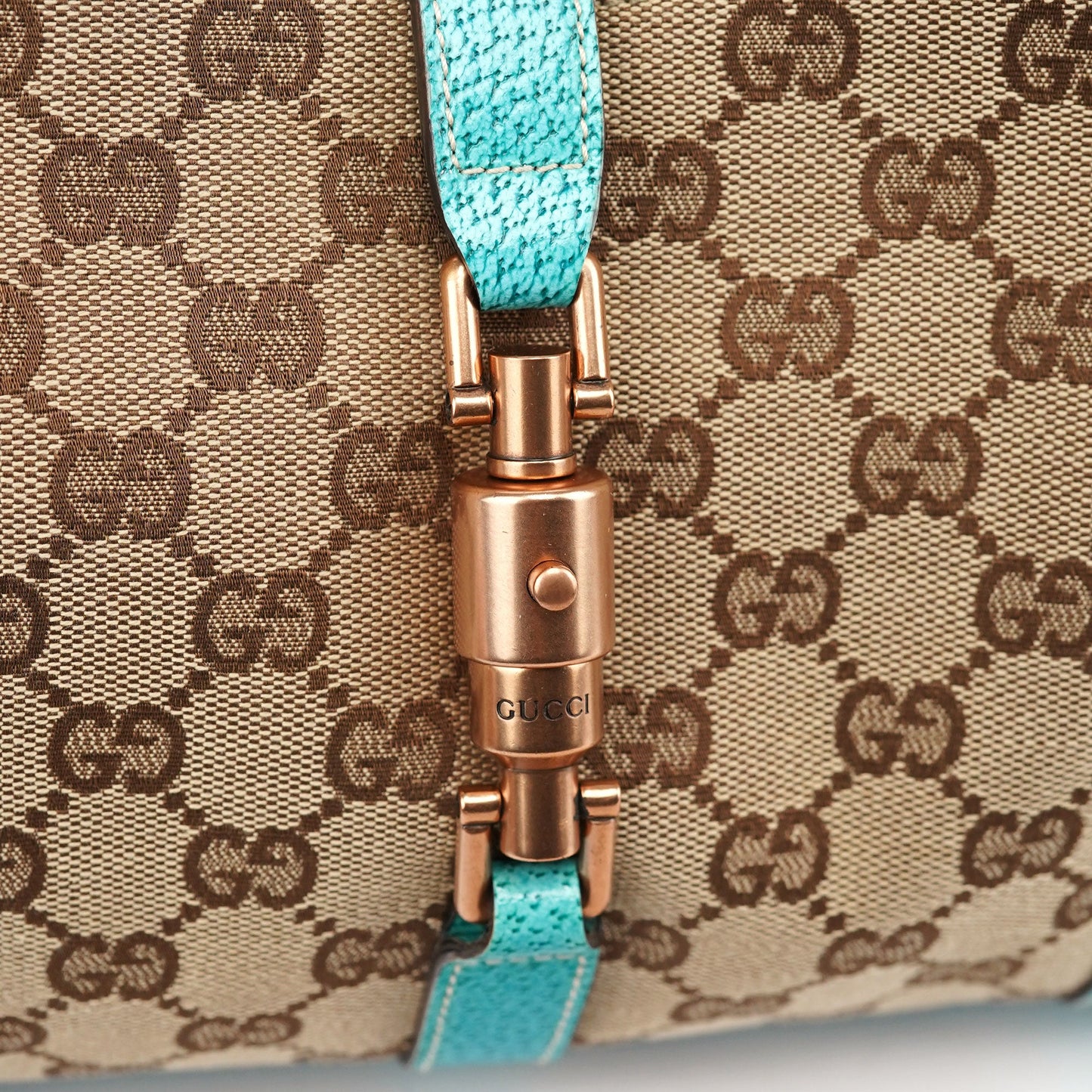 124407 Beige Turquoise GG Jackie Shoulder Bag