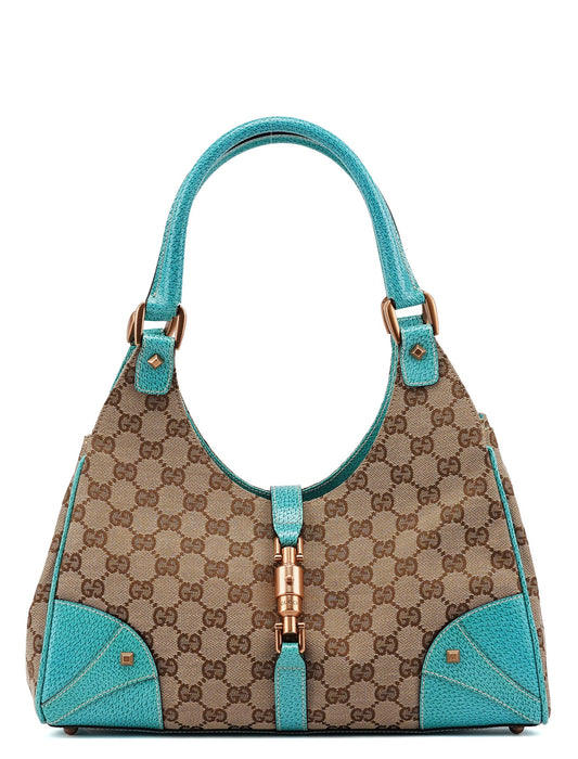 124407 Beige Turquoise GG Jackie Shoulder Bag