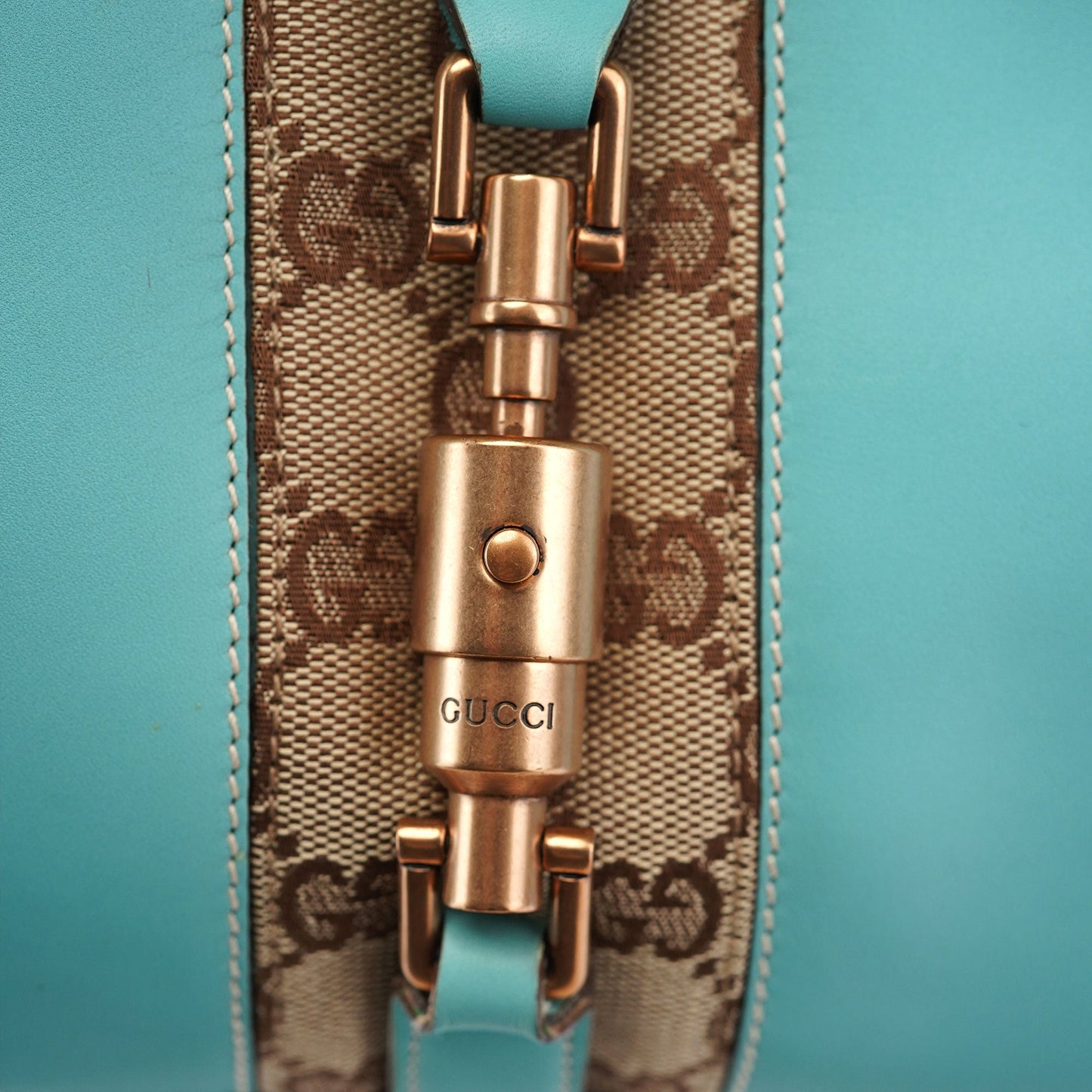 124409 Baby Blue Leather GG Jackie Shoulder Bag