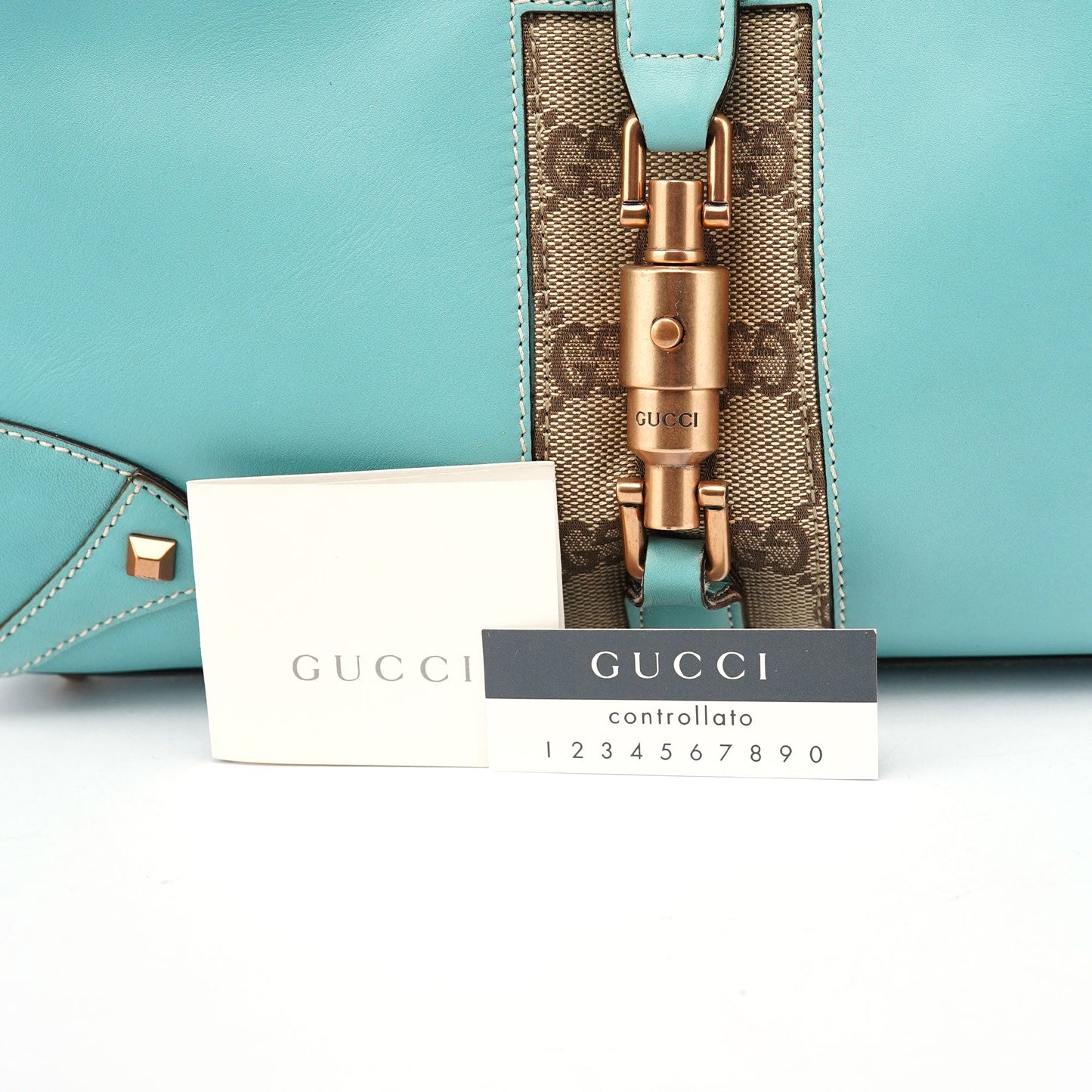 124409 Baby Blue Leather GG Jackie Shoulder Bag