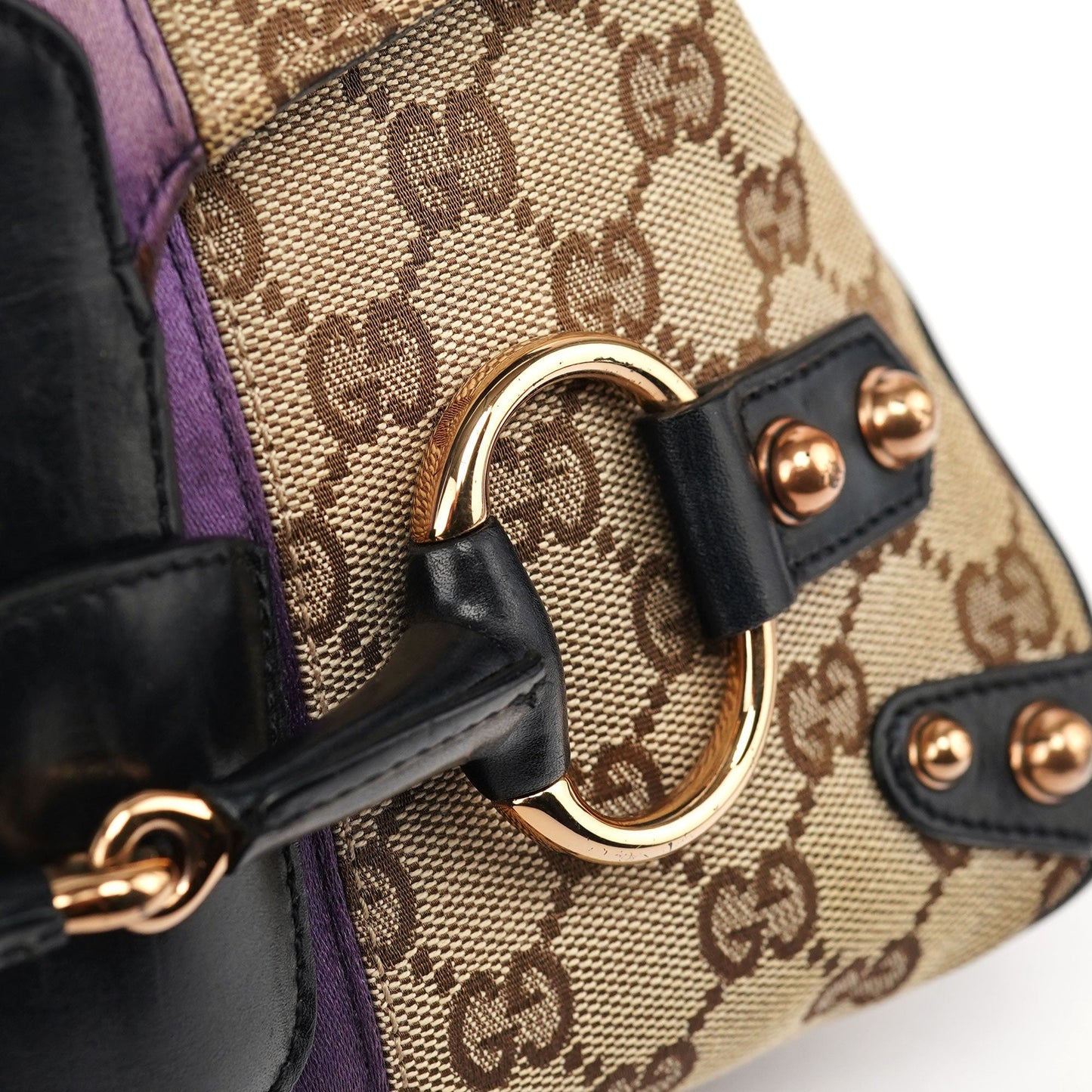 129699 Beige GG Horsebit Shoulder Bag