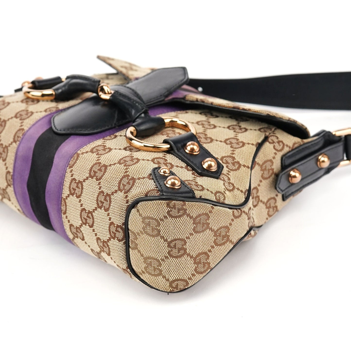 129699 Beige GG Horsebit Shoulder Bag