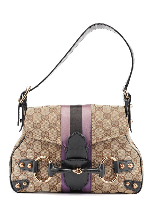 129699 Beige GG Horsebit Shoulder Bag