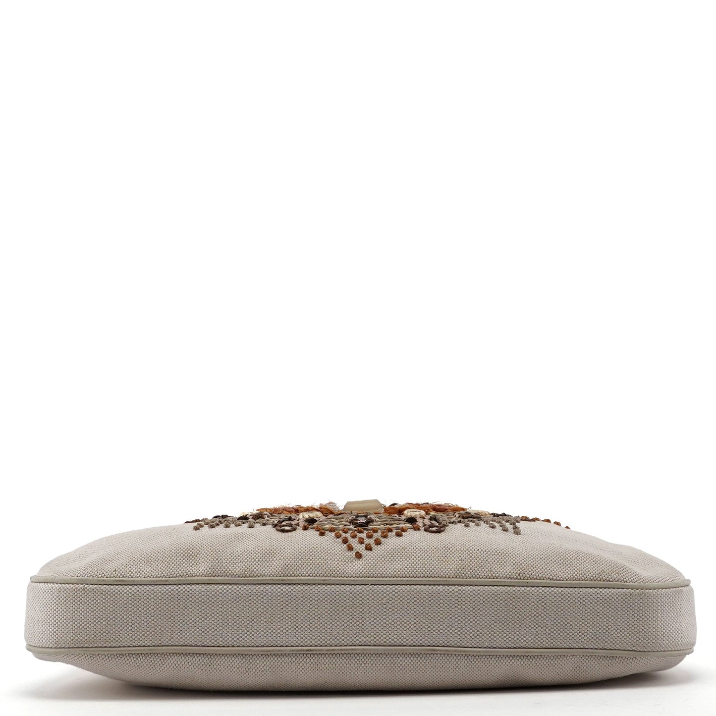 140040 Beige Canvas Sequin Jackie Shoulder Bag