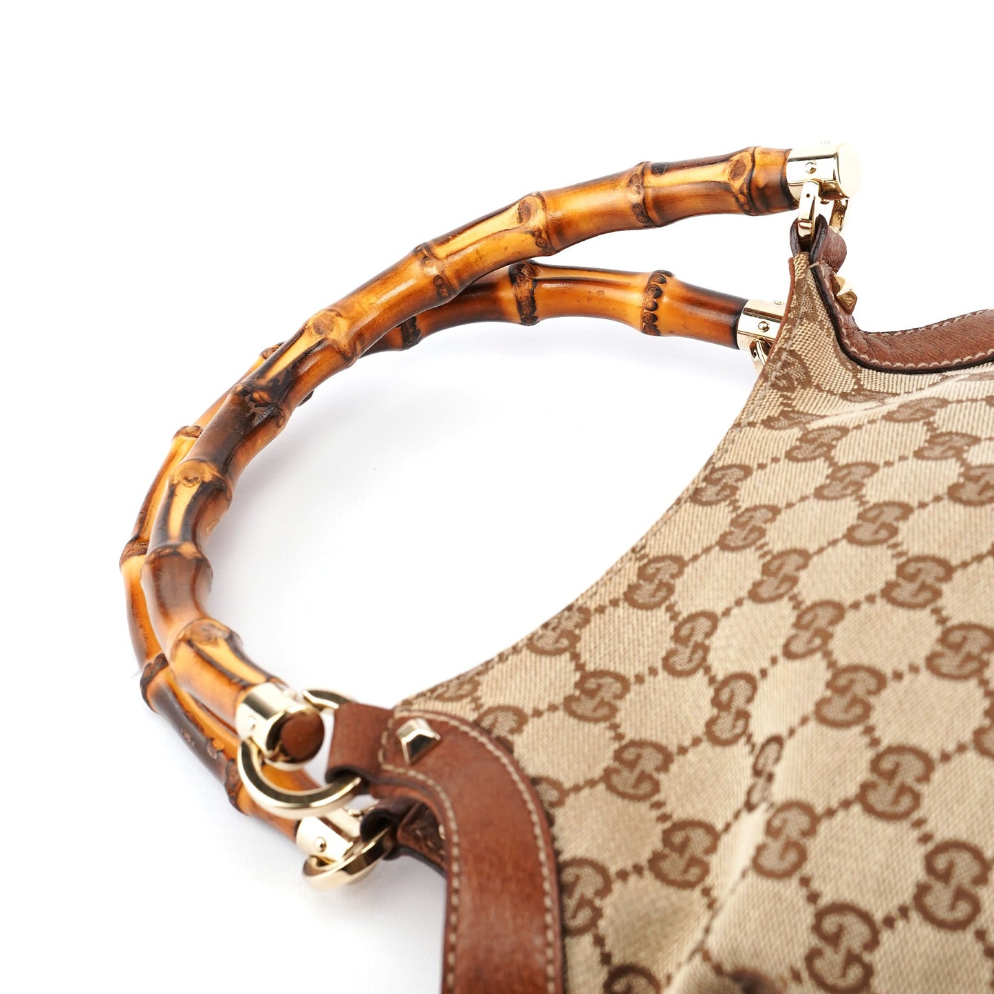 140203 Beige GG Bamboo Tote Bag