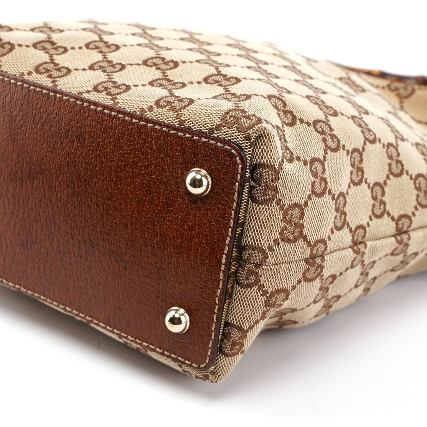 140203 Beige GG Bamboo Tote Bag