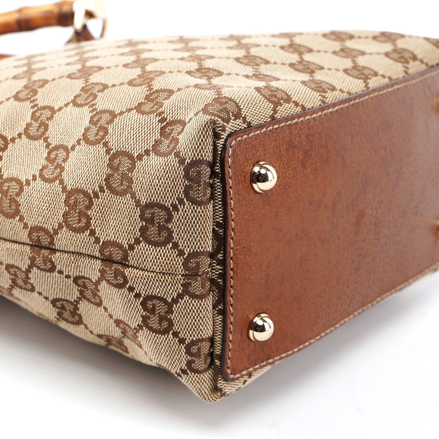 140203 Beige GG Bamboo Tote Bag