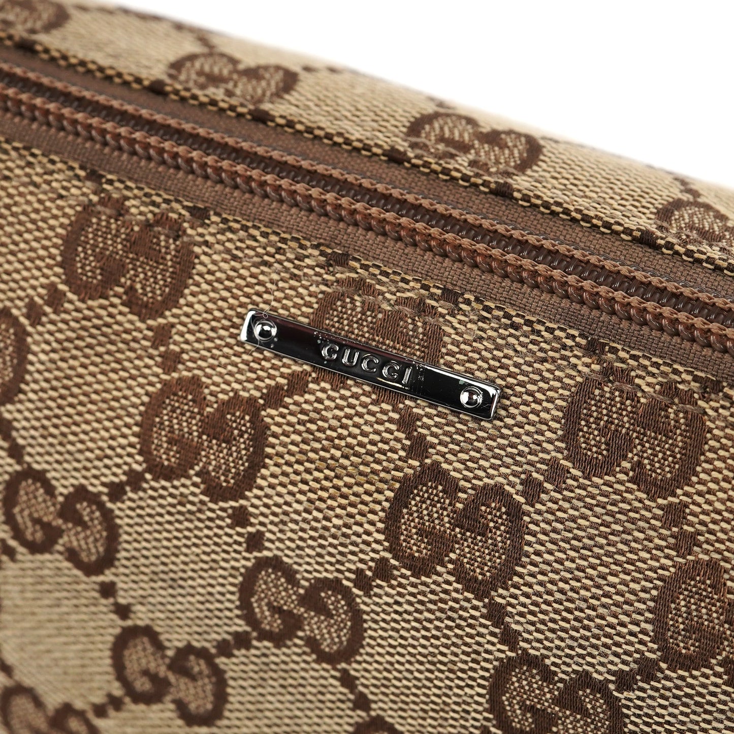 141809 Beige Brown GG Boat Pochette