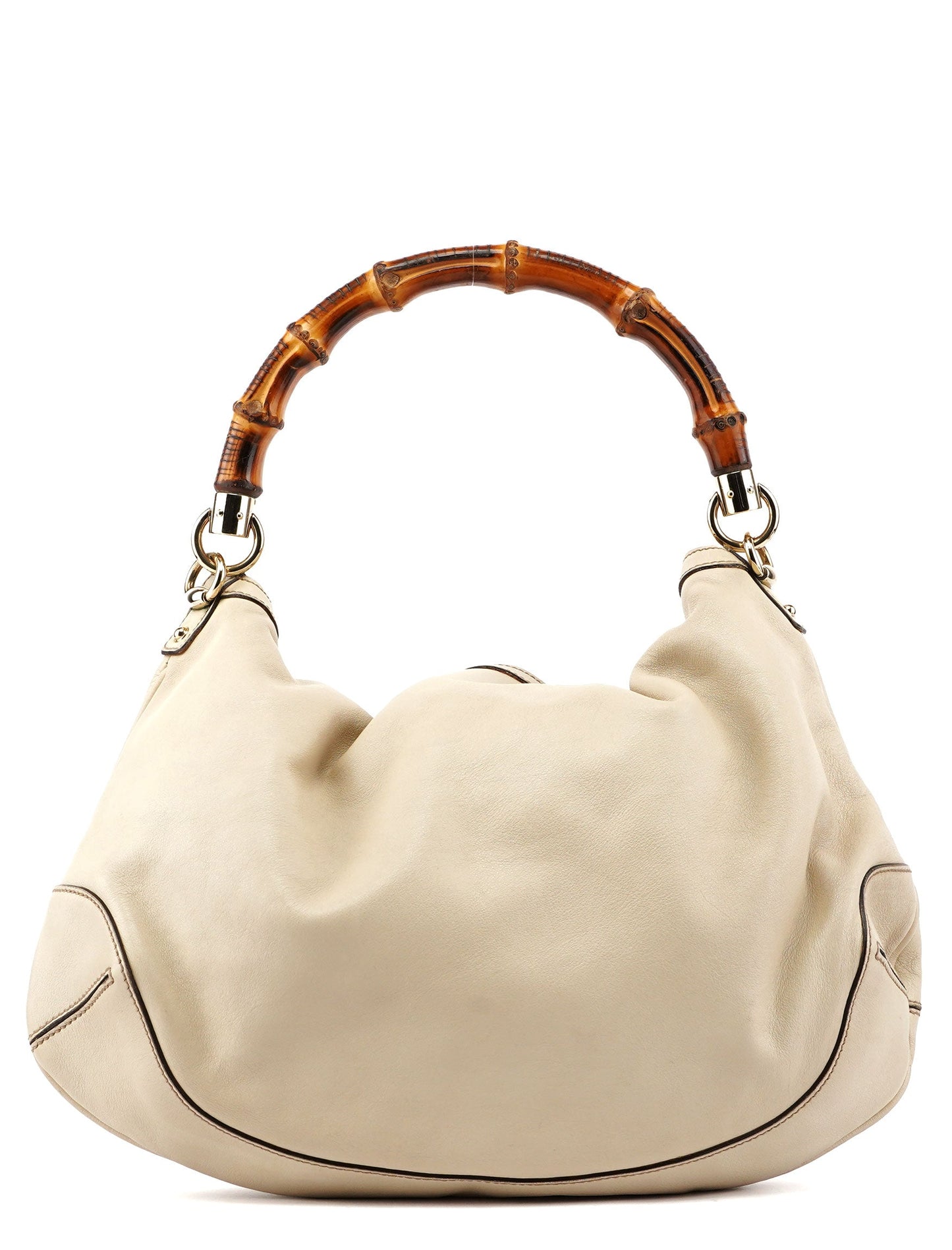 169961 Off-White Calfskin Bamboo Shoulder Bag