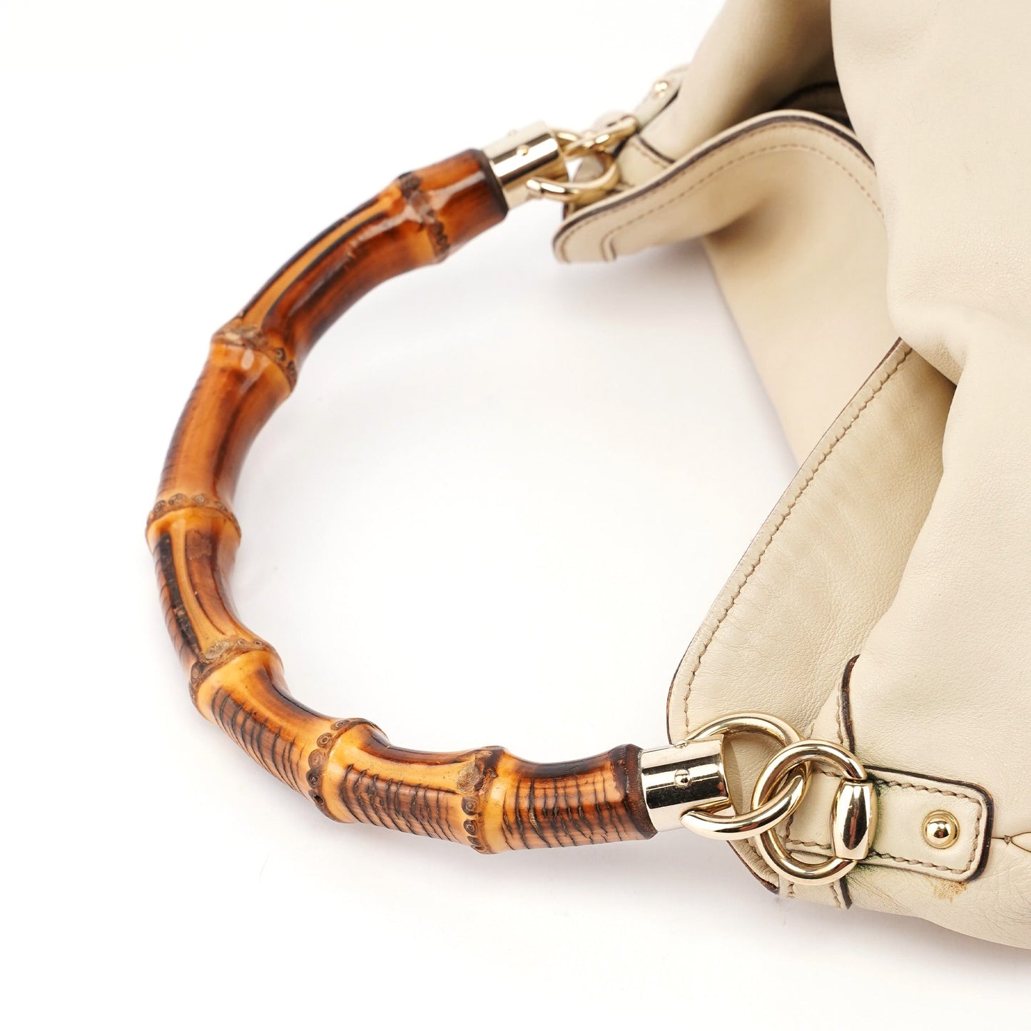 169961 Off-White Calfskin Bamboo Shoulder Bag