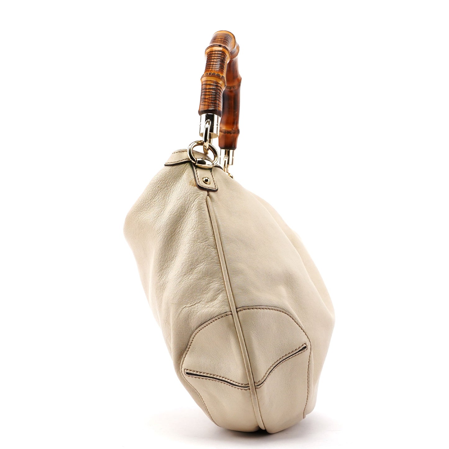 169961 Off-White Calfskin Bamboo Shoulder Bag