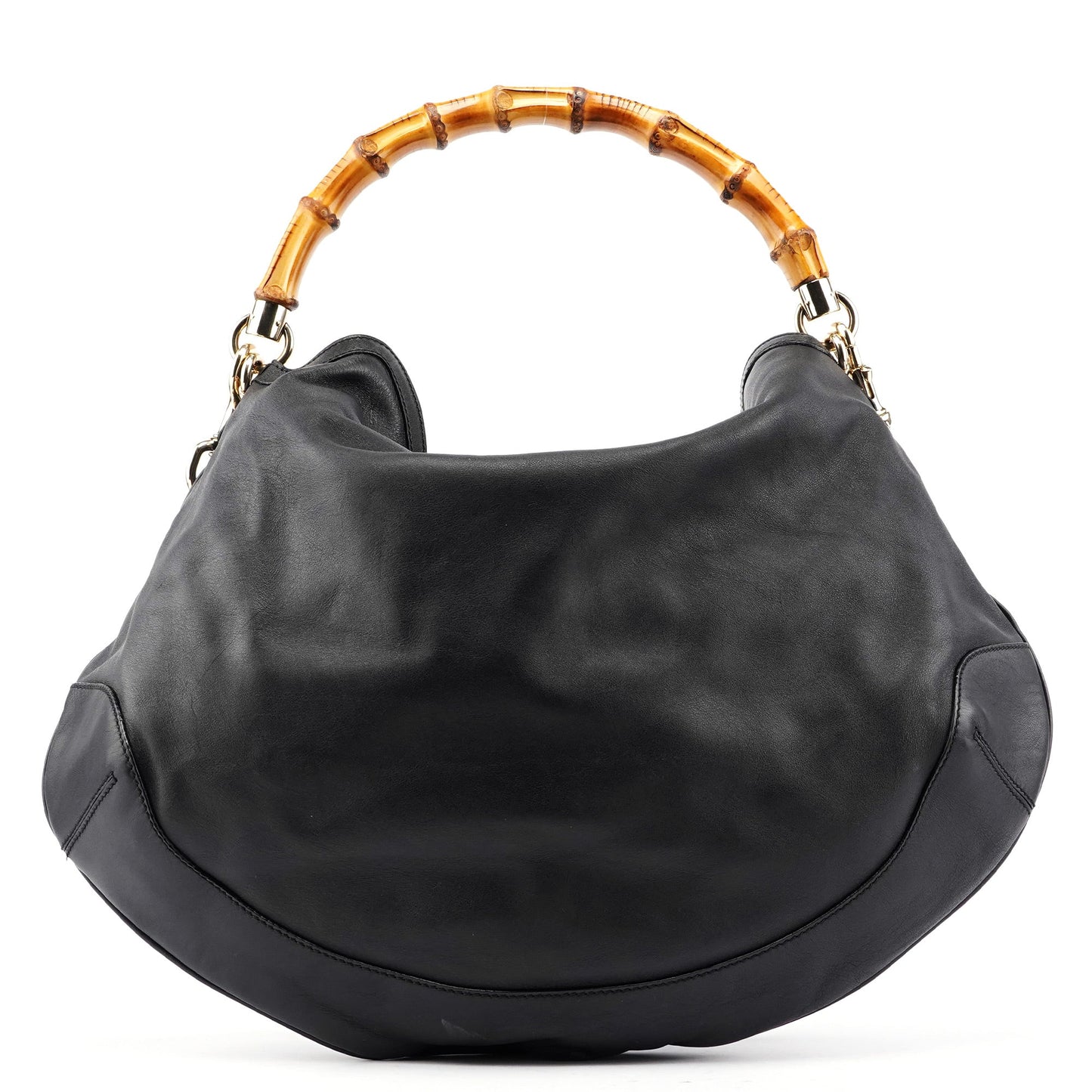 169976 Black Calfskin Bamboo 2-Way Bag