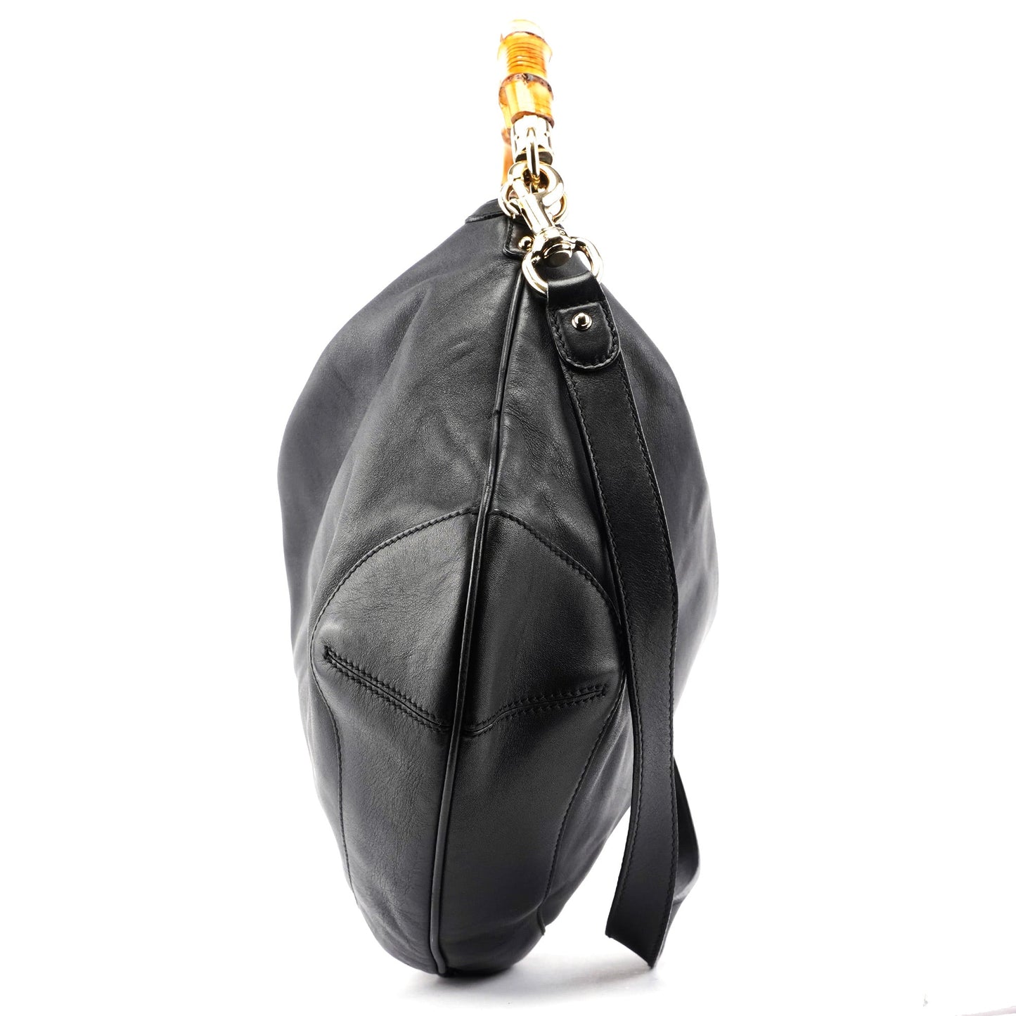 169976 Black Calfskin Bamboo 2-Way Bag