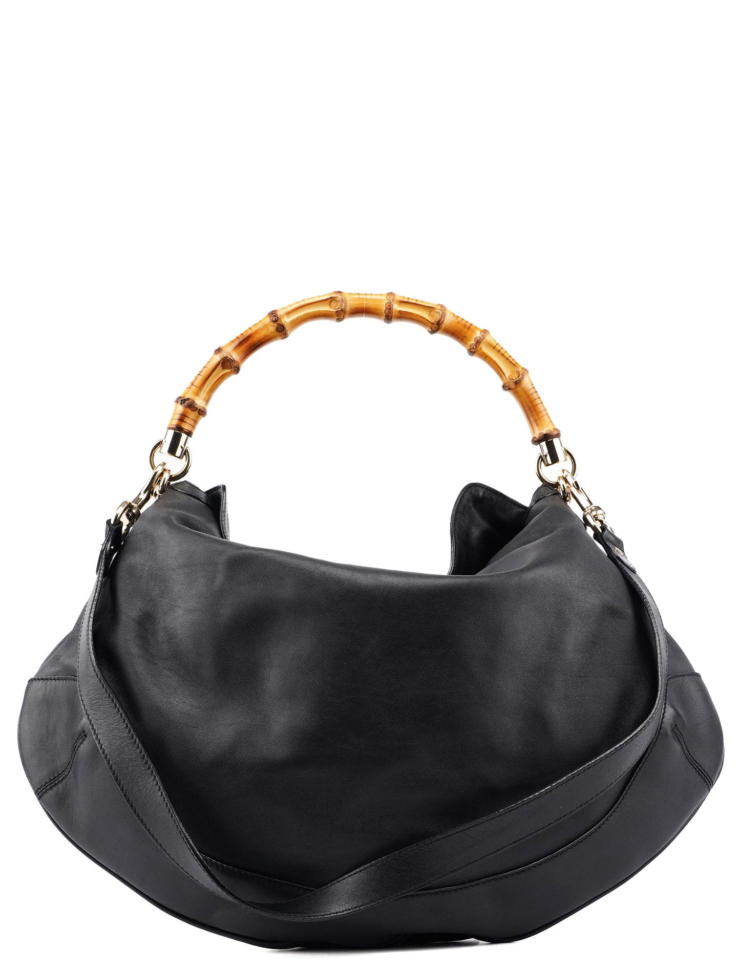 169976 Black Calfskin Bamboo 2-Way Bag