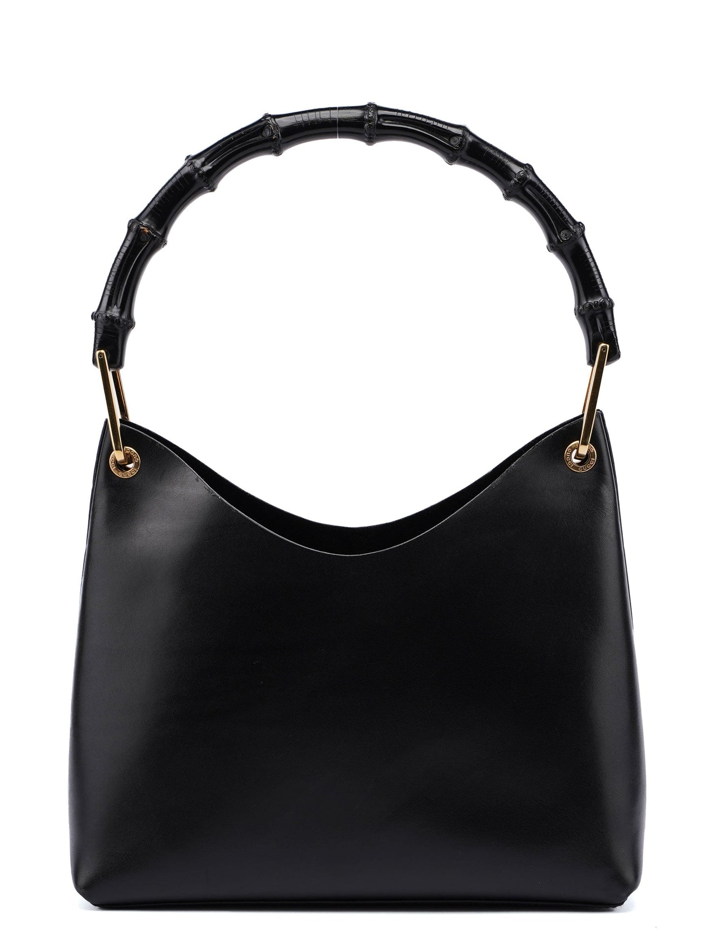 1990's Black Leather Bamboo Bag