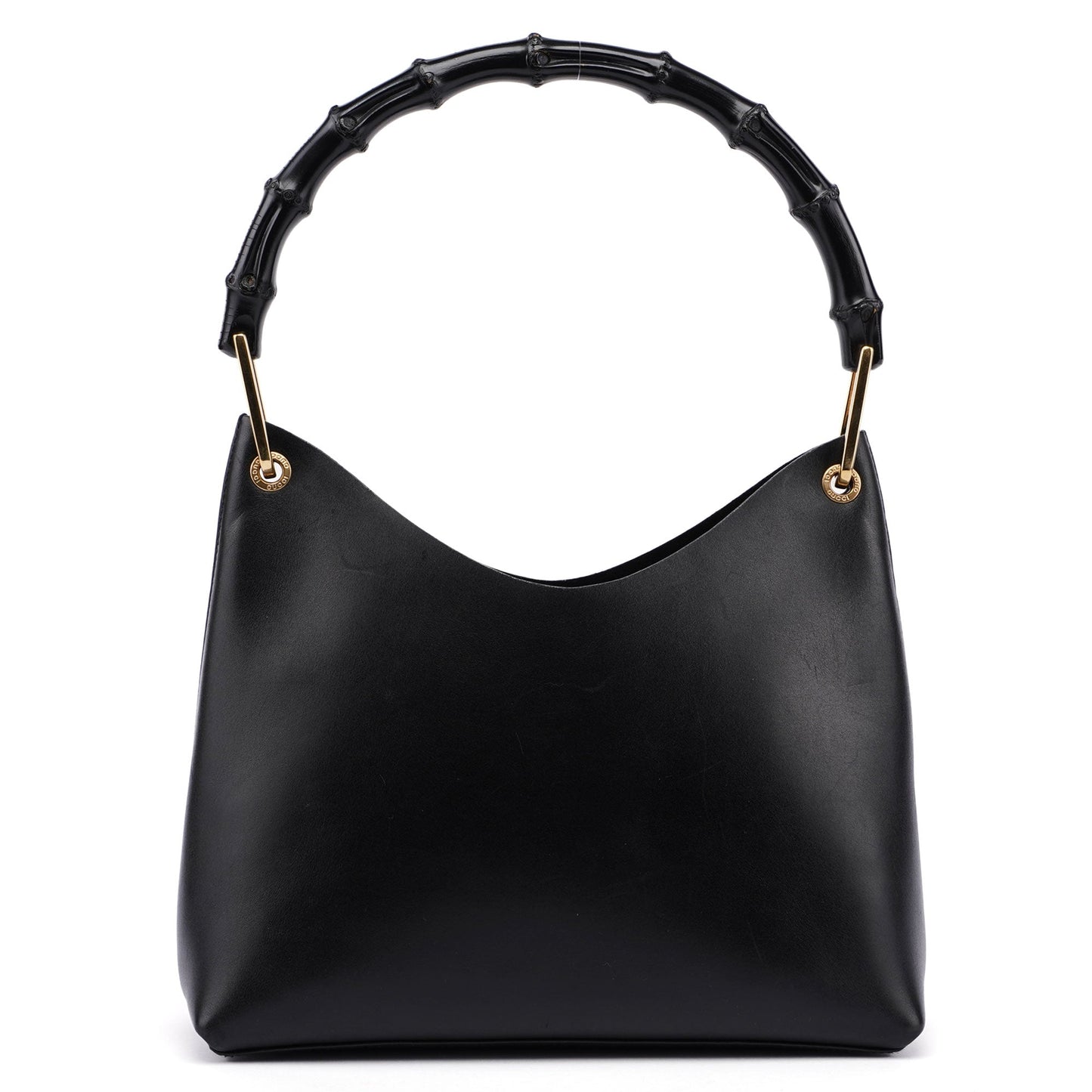 1990's Black Leather Bamboo Bag