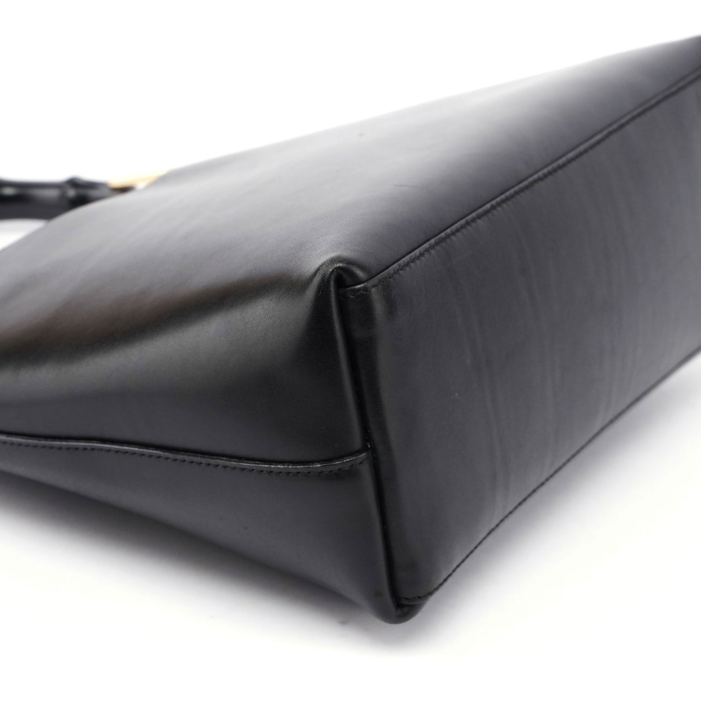 1990's Black Leather Bamboo Bag