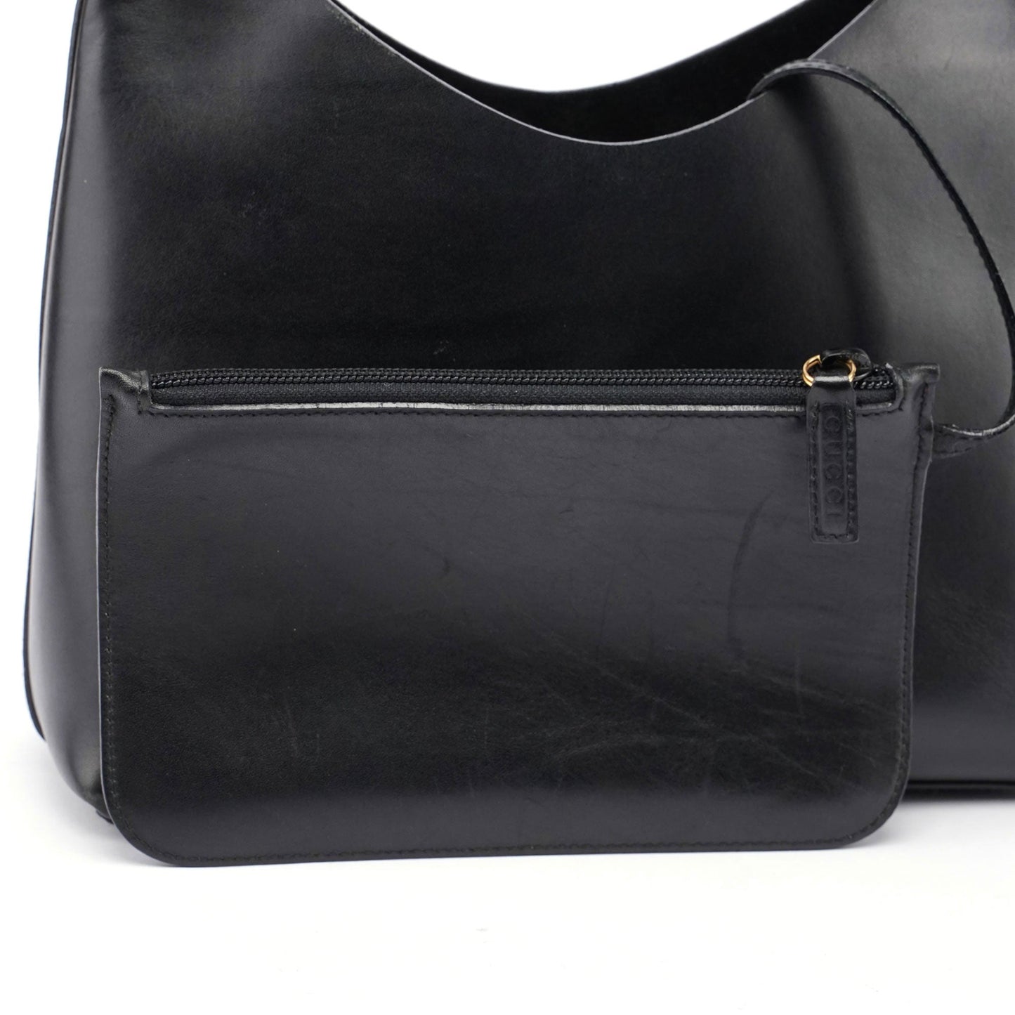 1990's Black Leather Bamboo Bag