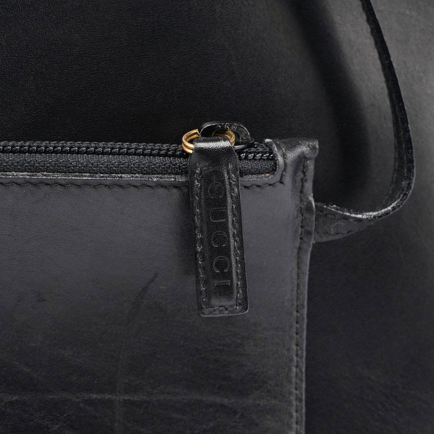 1990's Black Leather Bamboo Bag