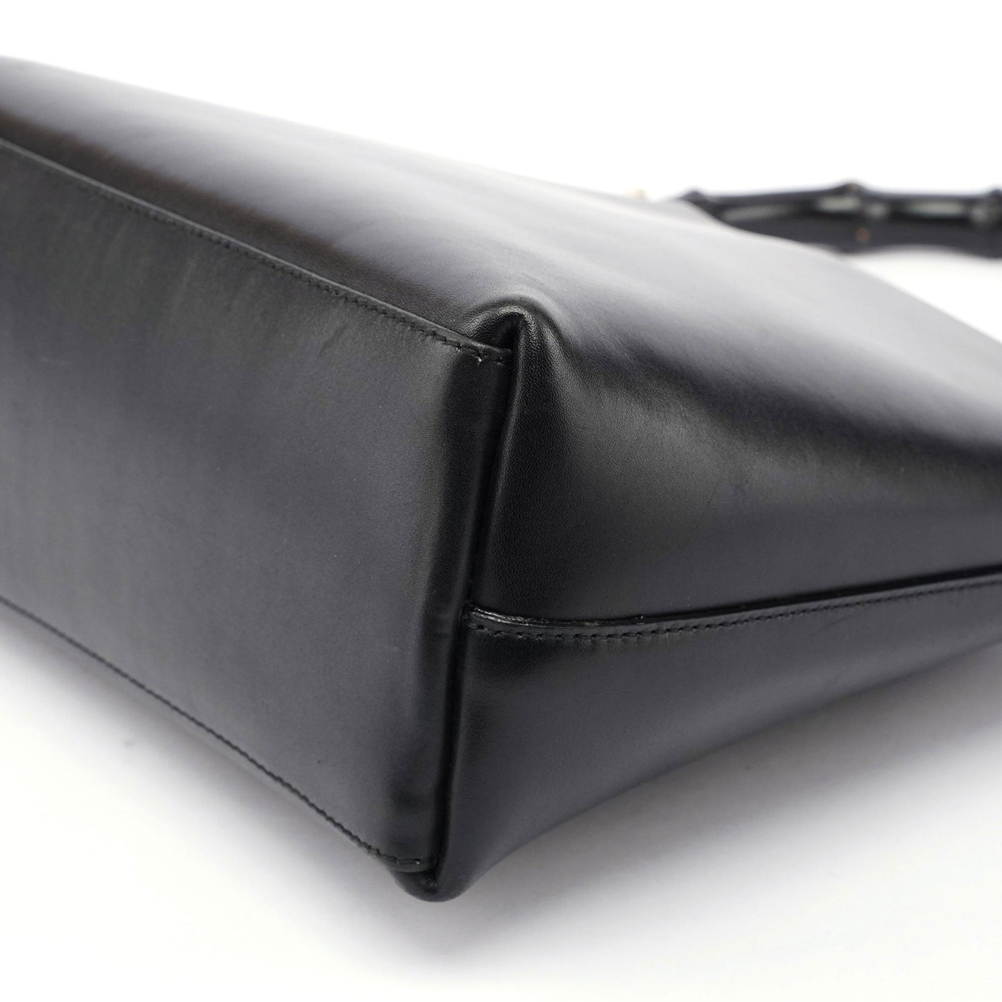 1990's Black Leather Bamboo Bag