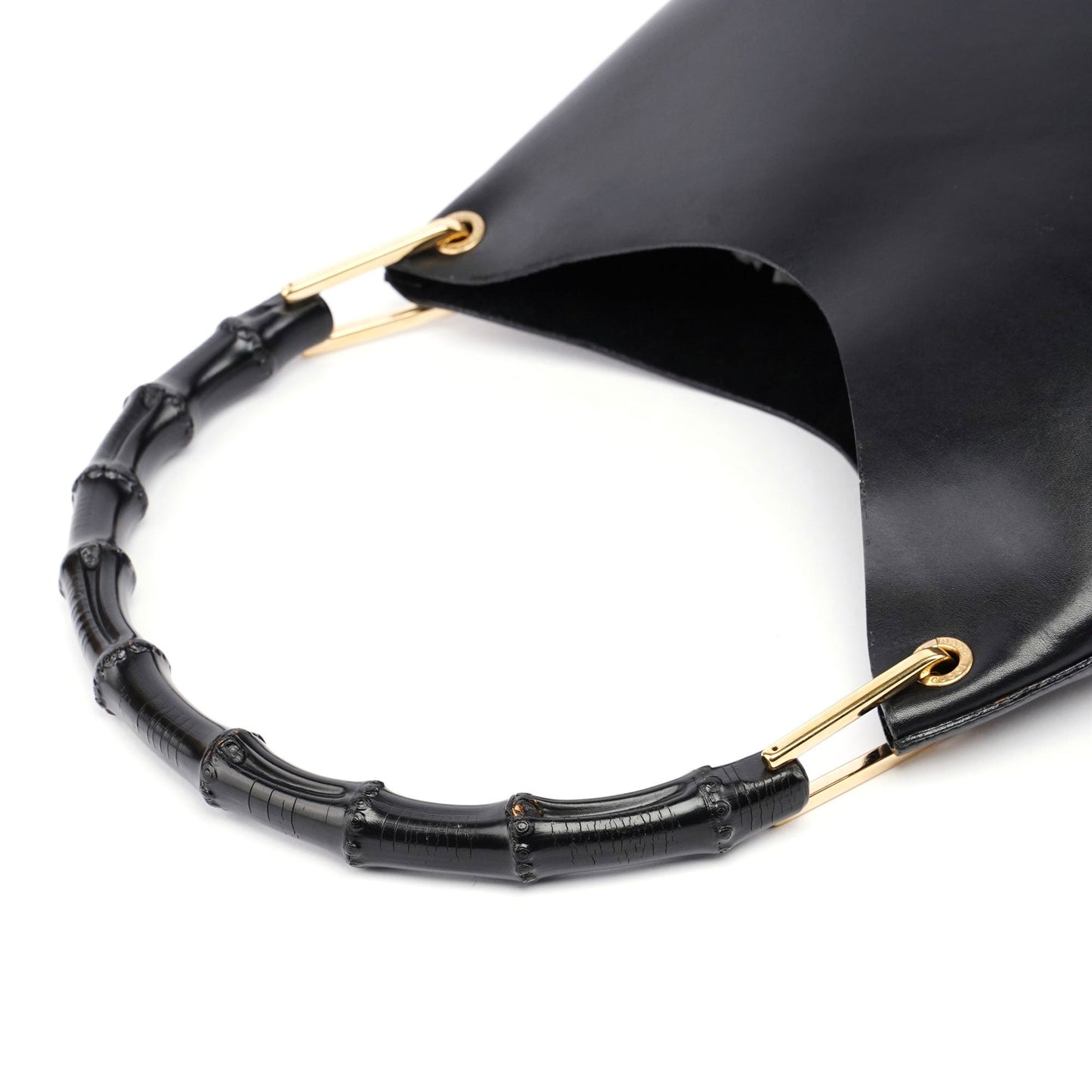 1990's Black Leather Bamboo Bag
