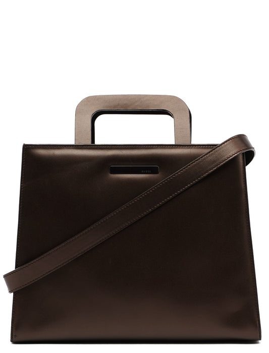 1990's Bronze Leather 2-Way Tote