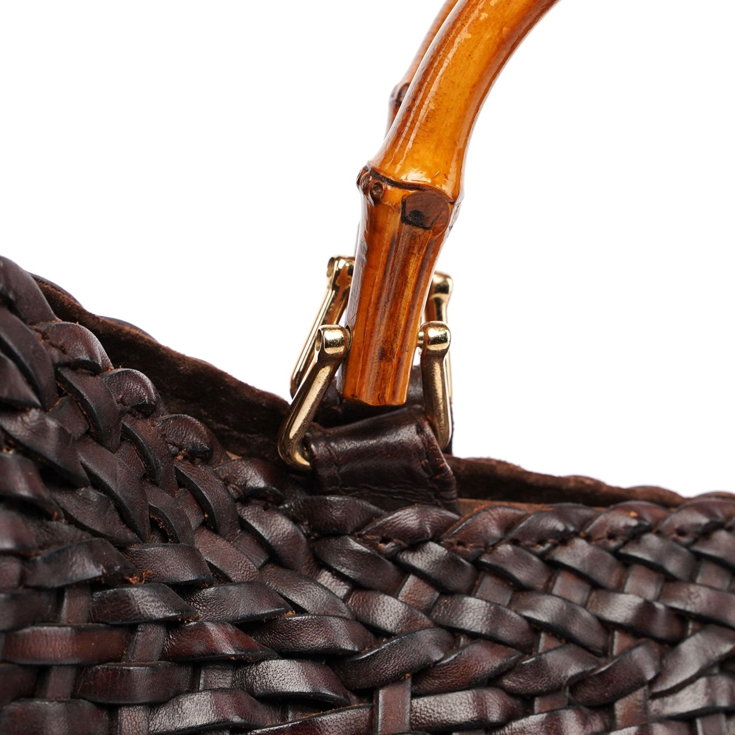 1996 Brown Woven Bamboo 2-Way Bag