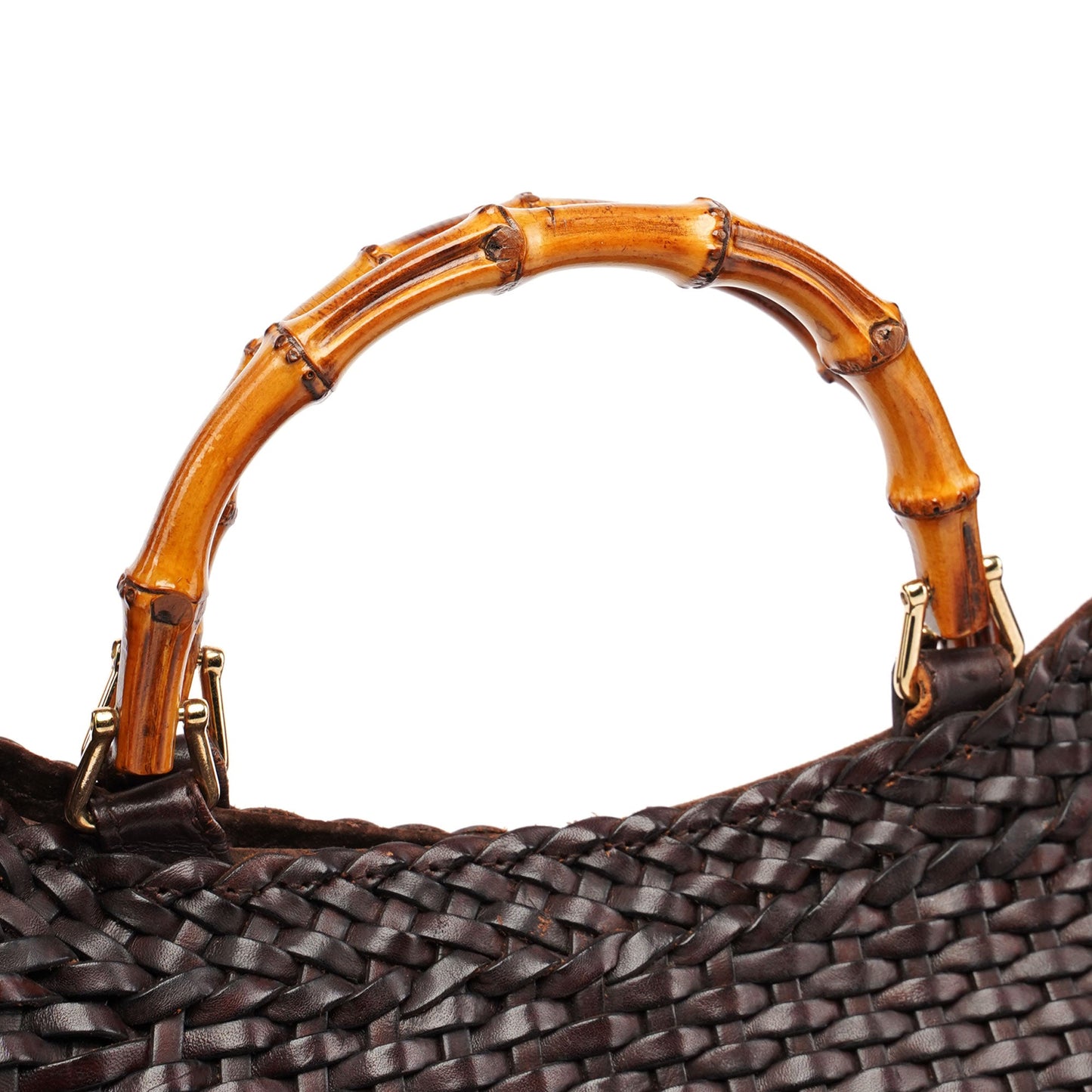 1996 Brown Woven Bamboo 2-Way Bag