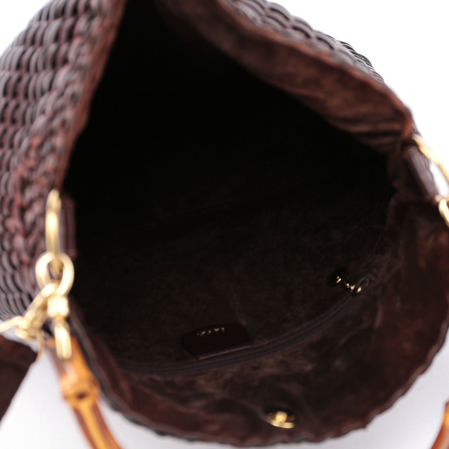 1996 Brown Woven Bamboo 2-Way Bag