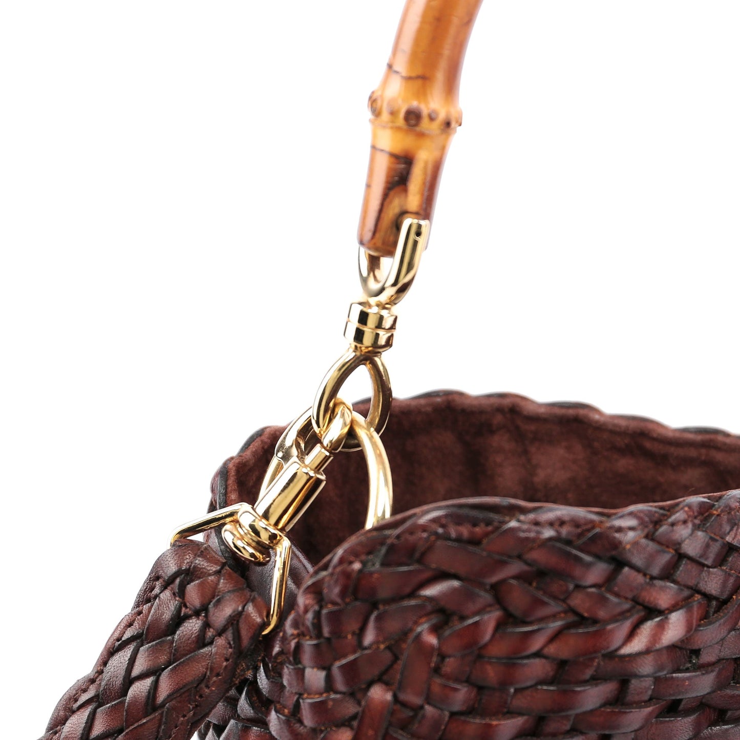 1996 Brown Woven Bamboo 2-Way Bag