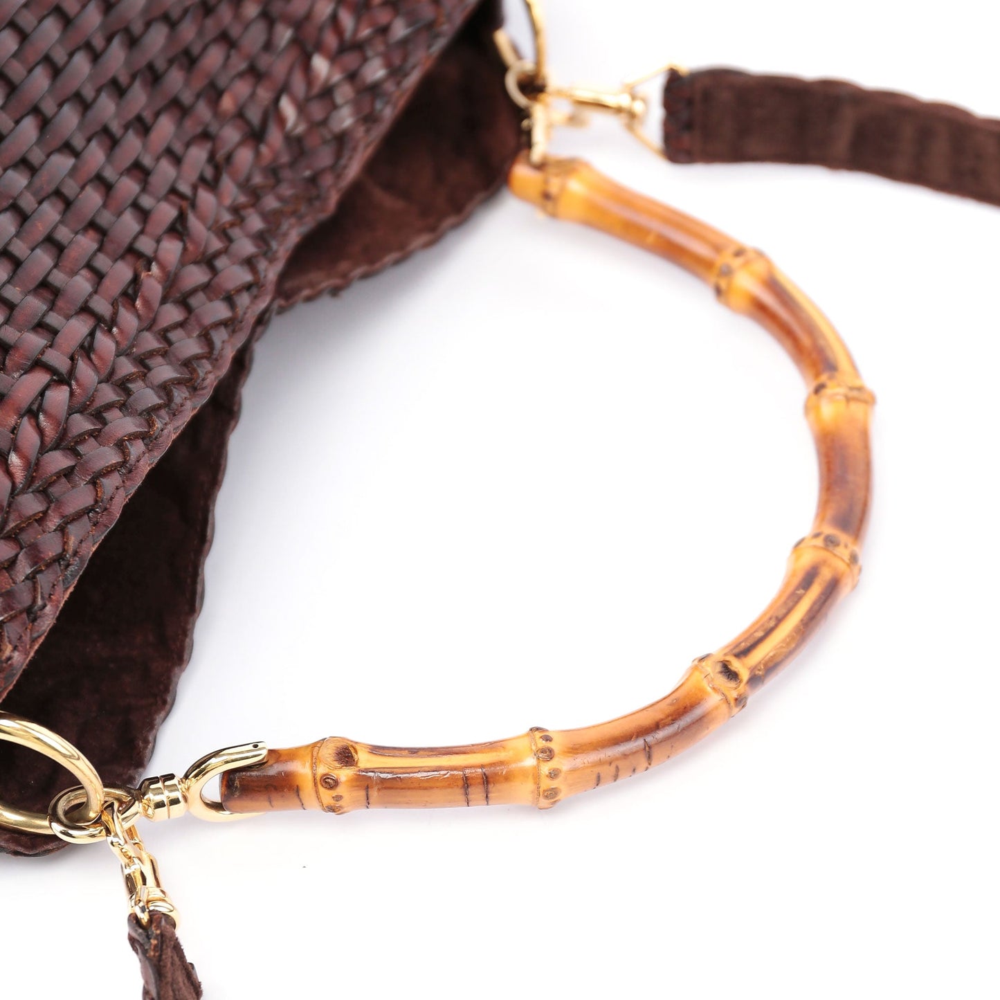 1996 Brown Woven Bamboo 2-Way Bag