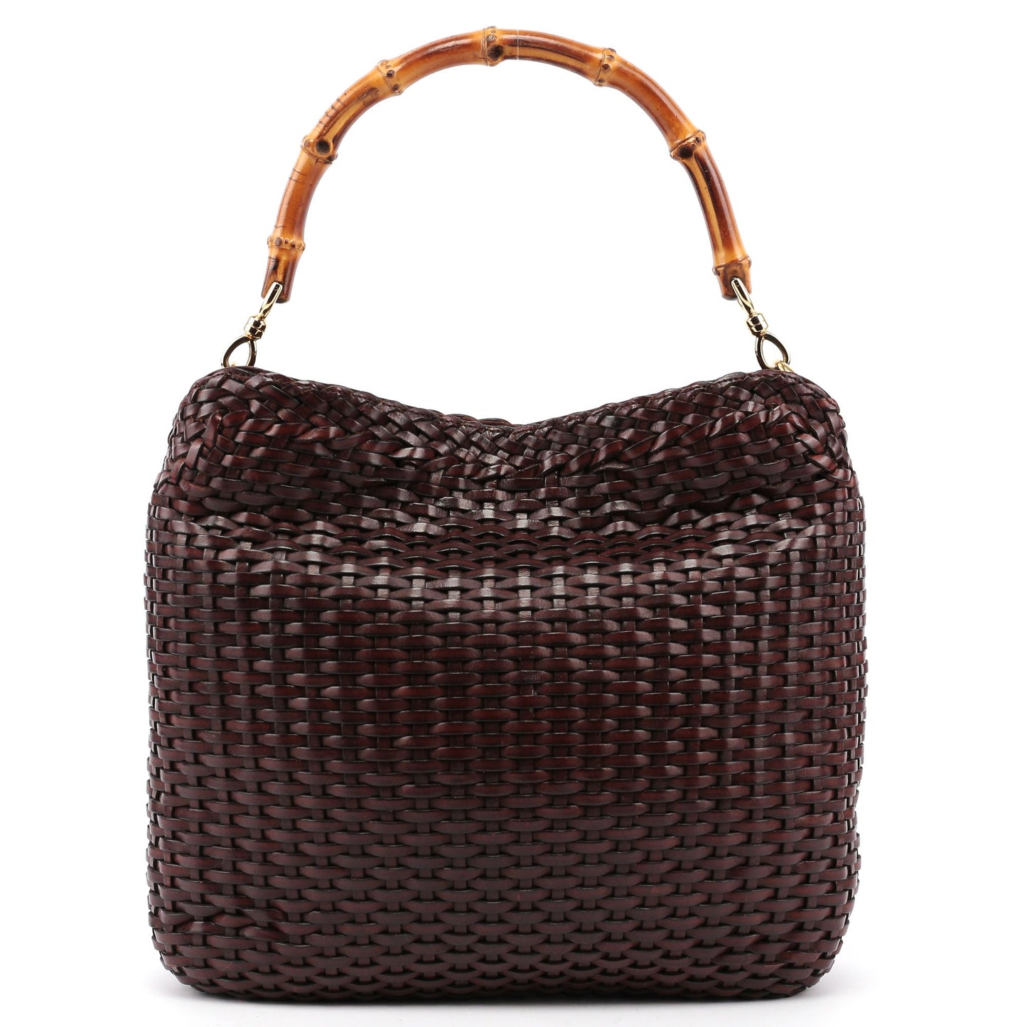 1996 Brown Woven Bamboo 2-Way Bag