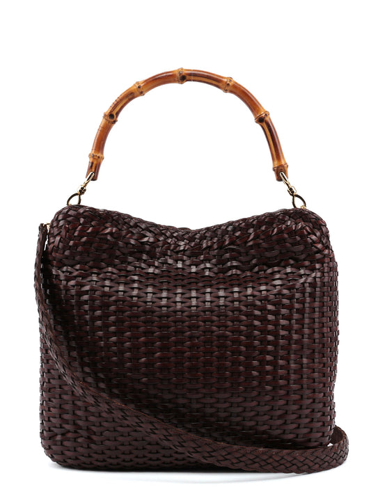 1996 Brown Woven Bamboo 2-Way Bag