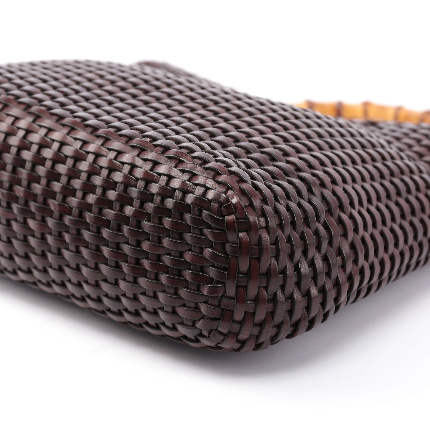 1996 Brown Woven Bamboo 2-Way Bag