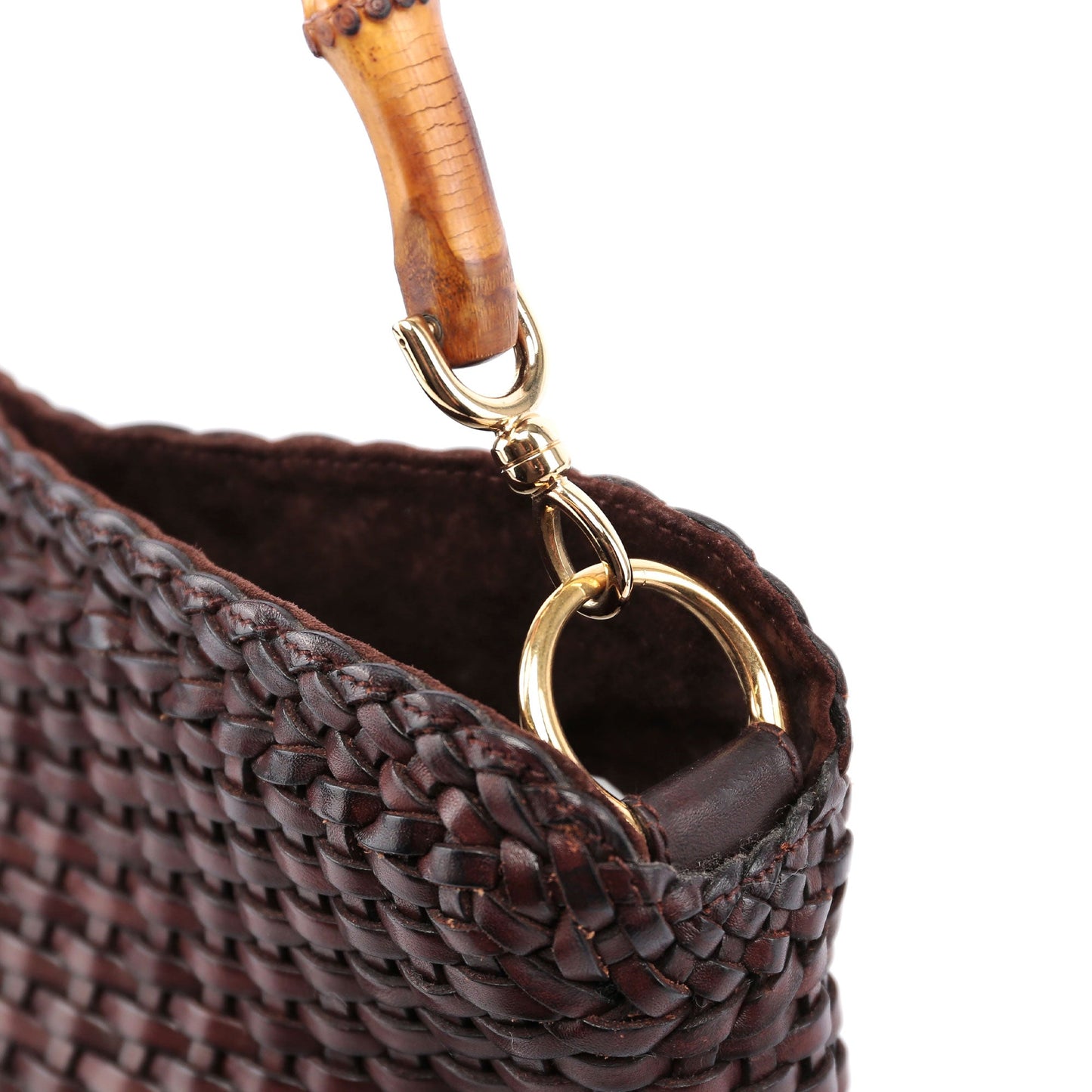 1996 Brown Woven Bamboo 2-Way Bag