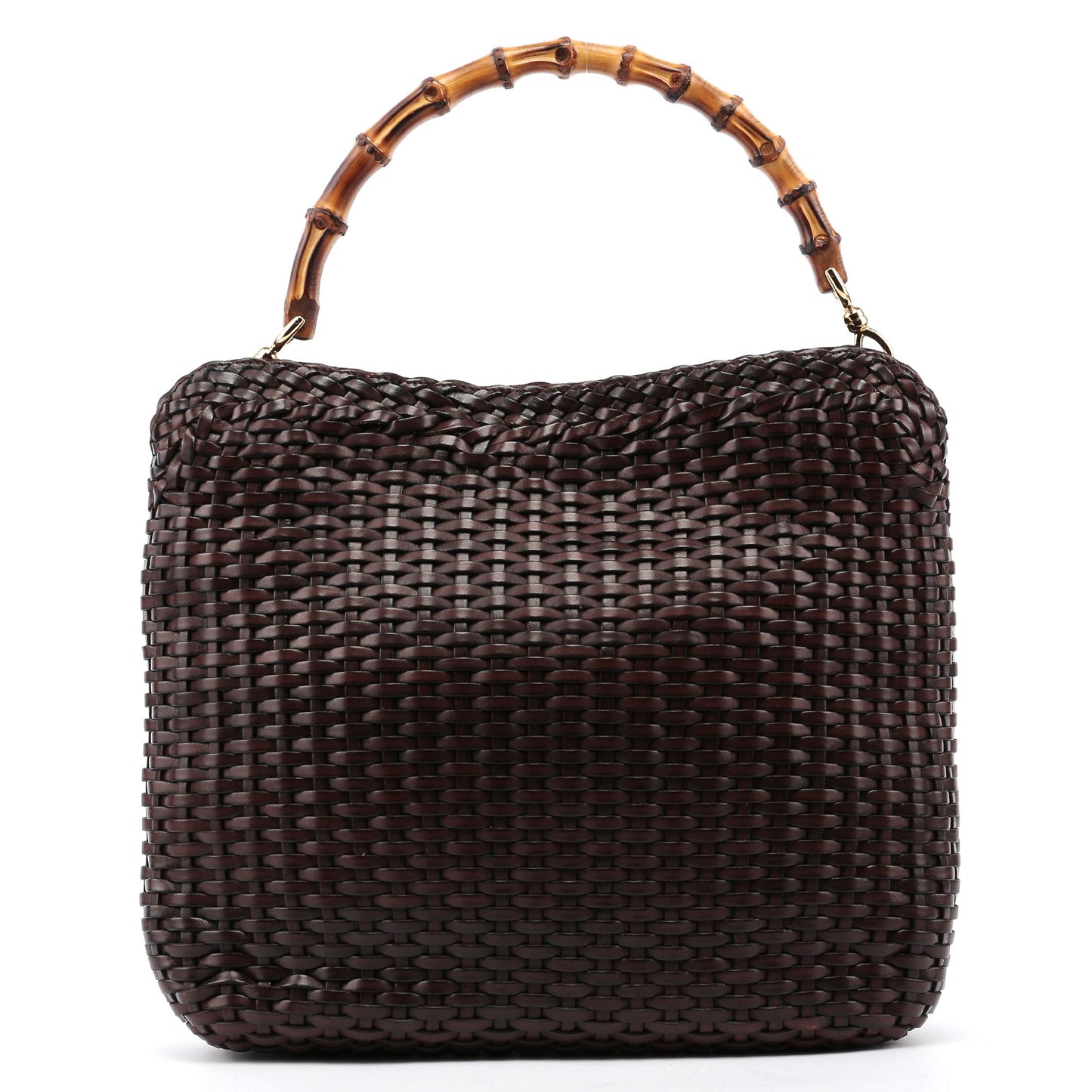 1996 Brown Woven Bamboo 2-Way Bag