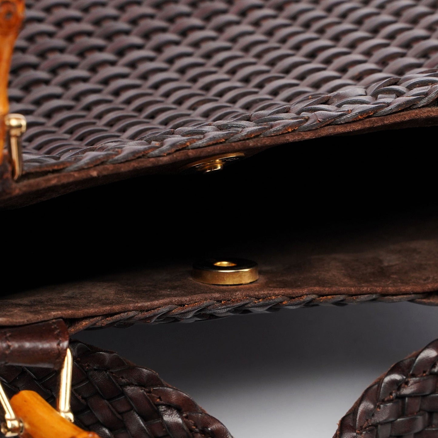 1996 Brown Woven Bamboo 2-Way Bag