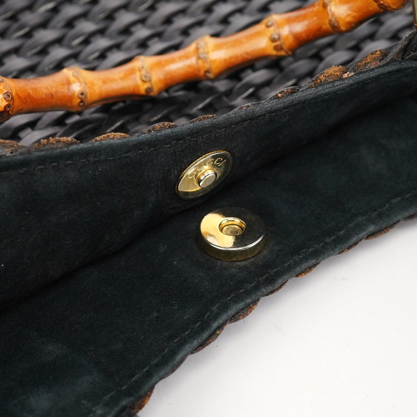 1996 Brown Woven Bamboo 2-Way Shoulder Bag