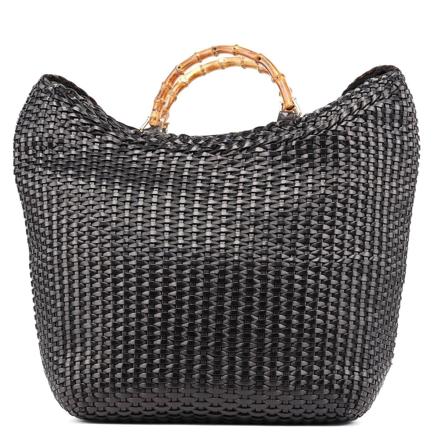 1996 Brown Woven Bamboo 2-Way Shoulder Bag