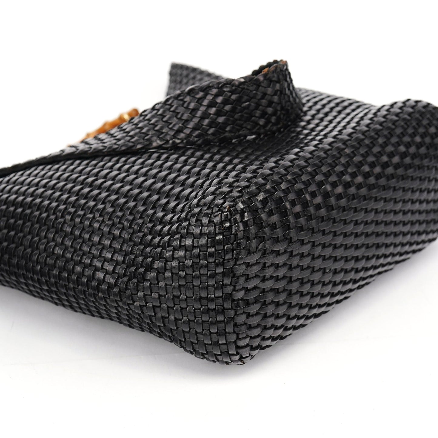 1996 Brown Woven Bamboo 2-Way Shoulder Bag