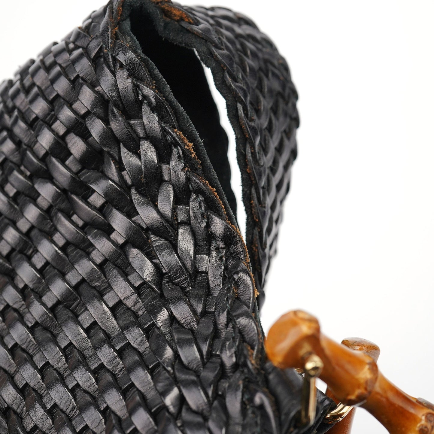 1996 Brown Woven Bamboo 2-Way Shoulder Bag