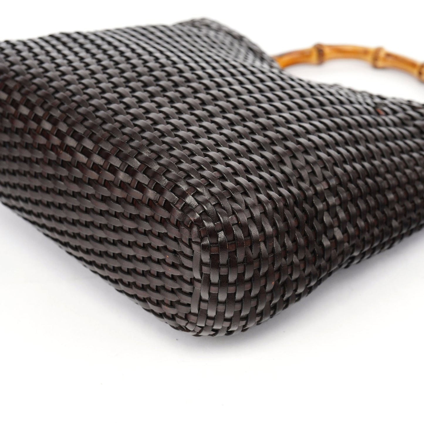 1996 Brown Woven Bamboo 2-Way Shoulder Bag