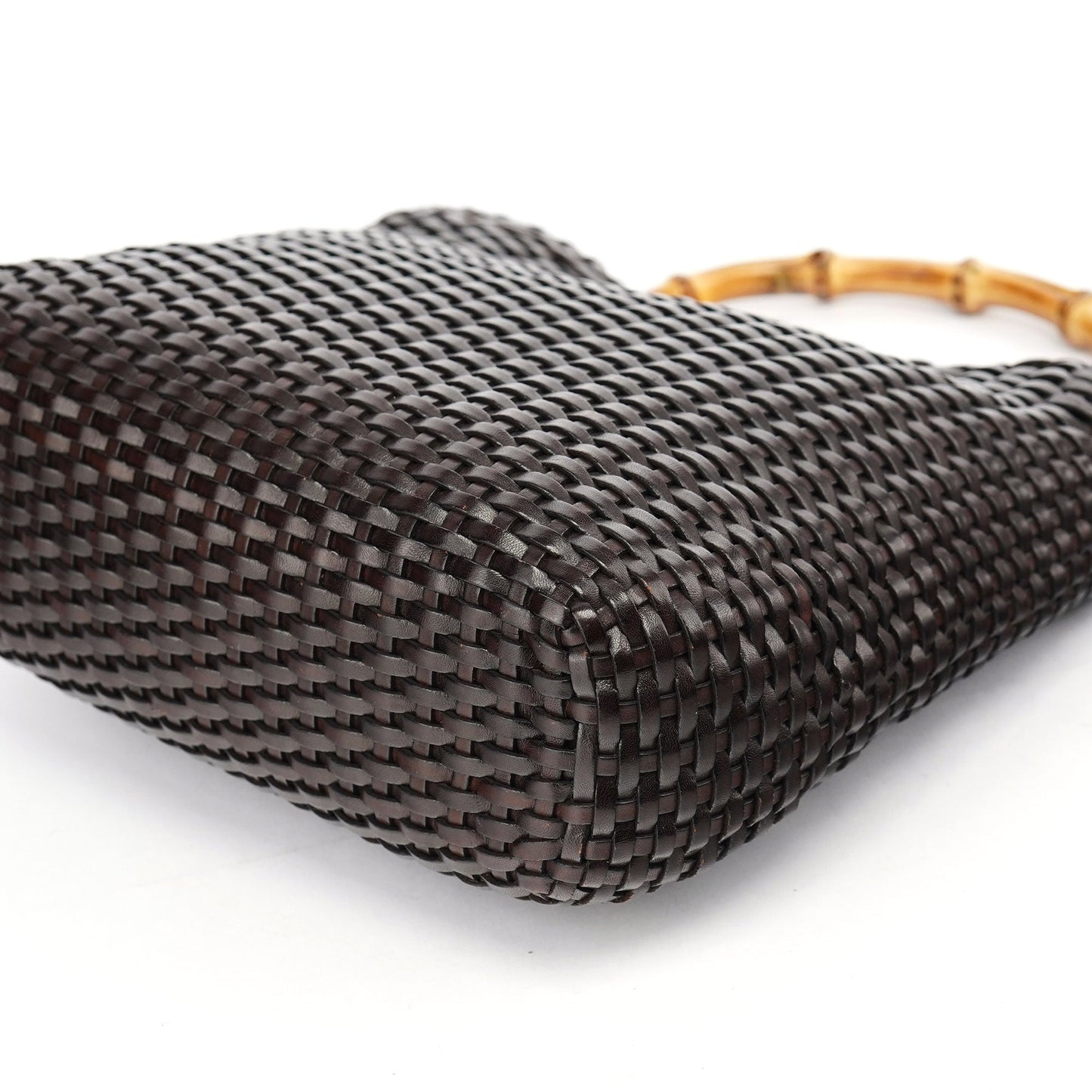 1996 Brown Woven Bamboo 2-Way Shoulder Bag