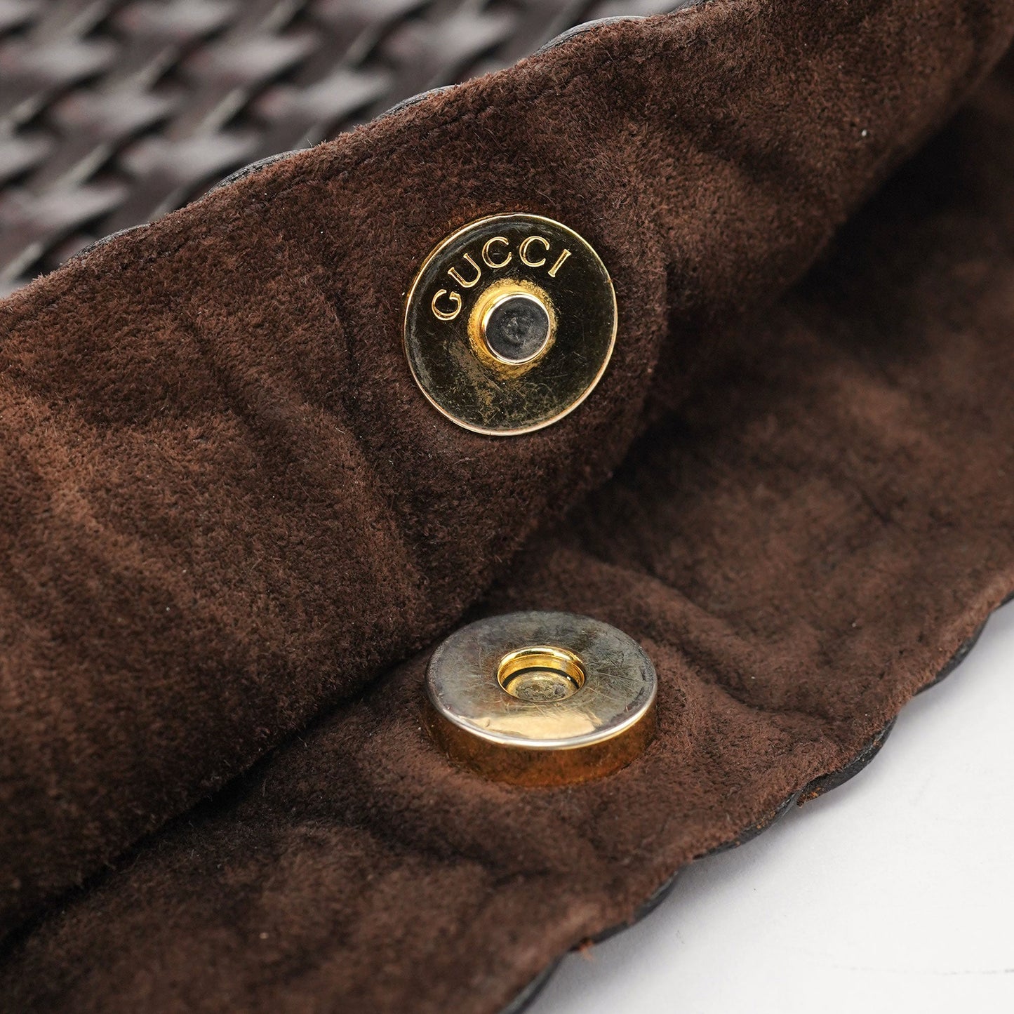 1996 Brown Woven Bamboo 2-Way Shoulder Bag