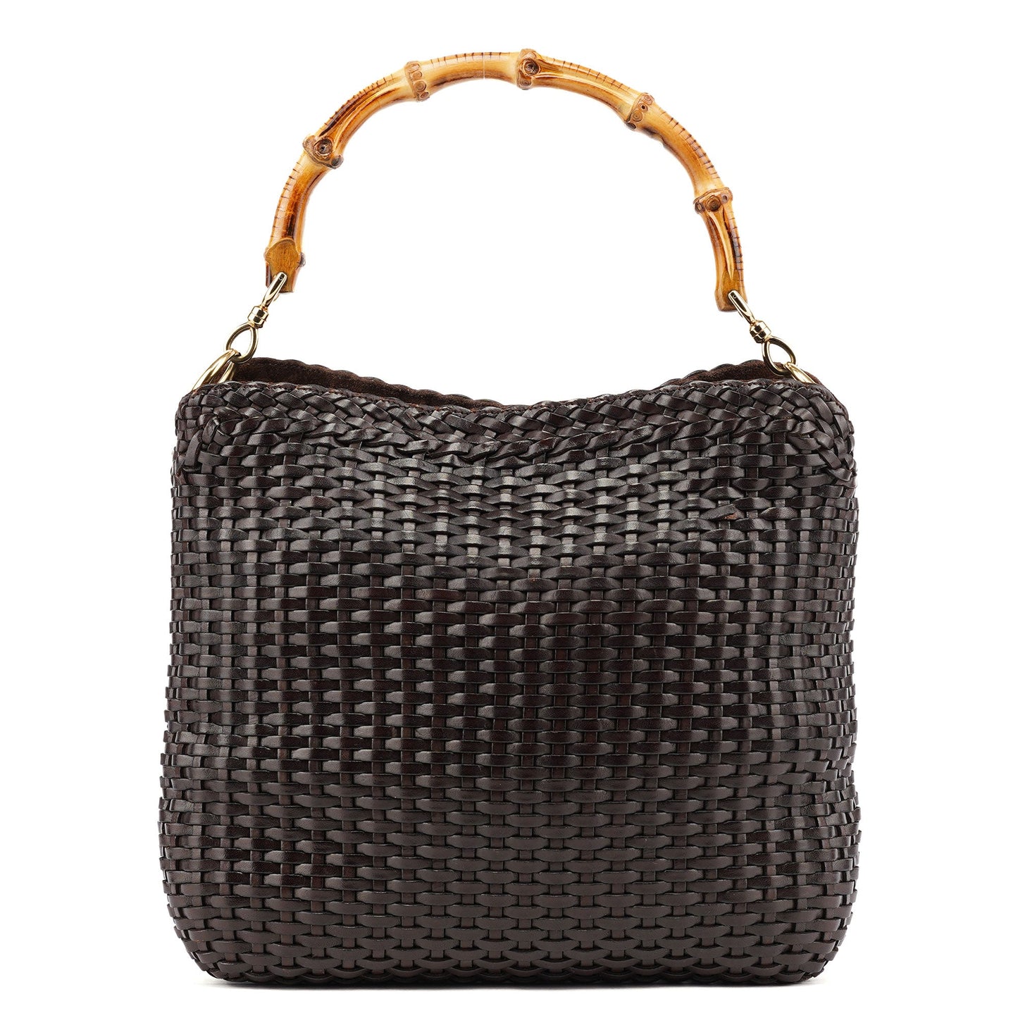1996 Brown Woven Bamboo 2-Way Shoulder Bag