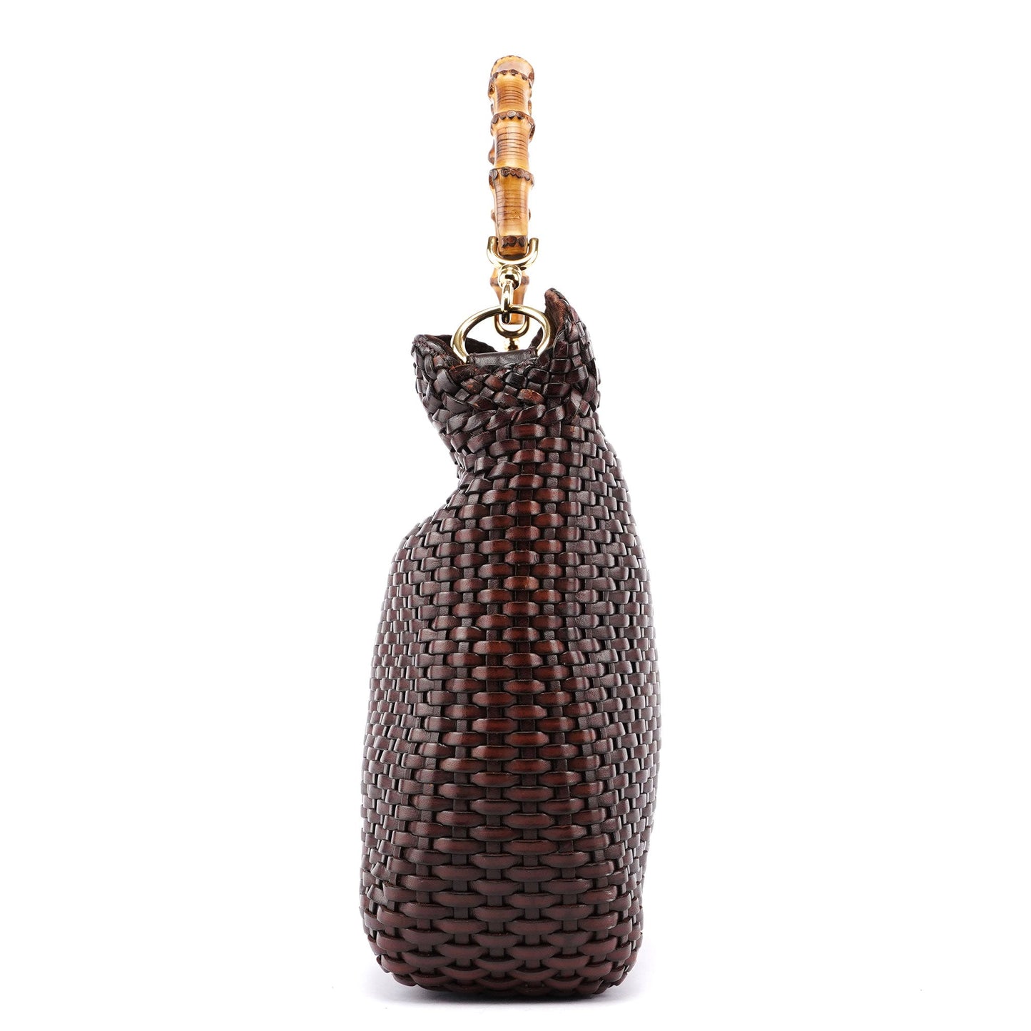 1996 Brown Woven Bamboo 2-Way Shoulder Bag