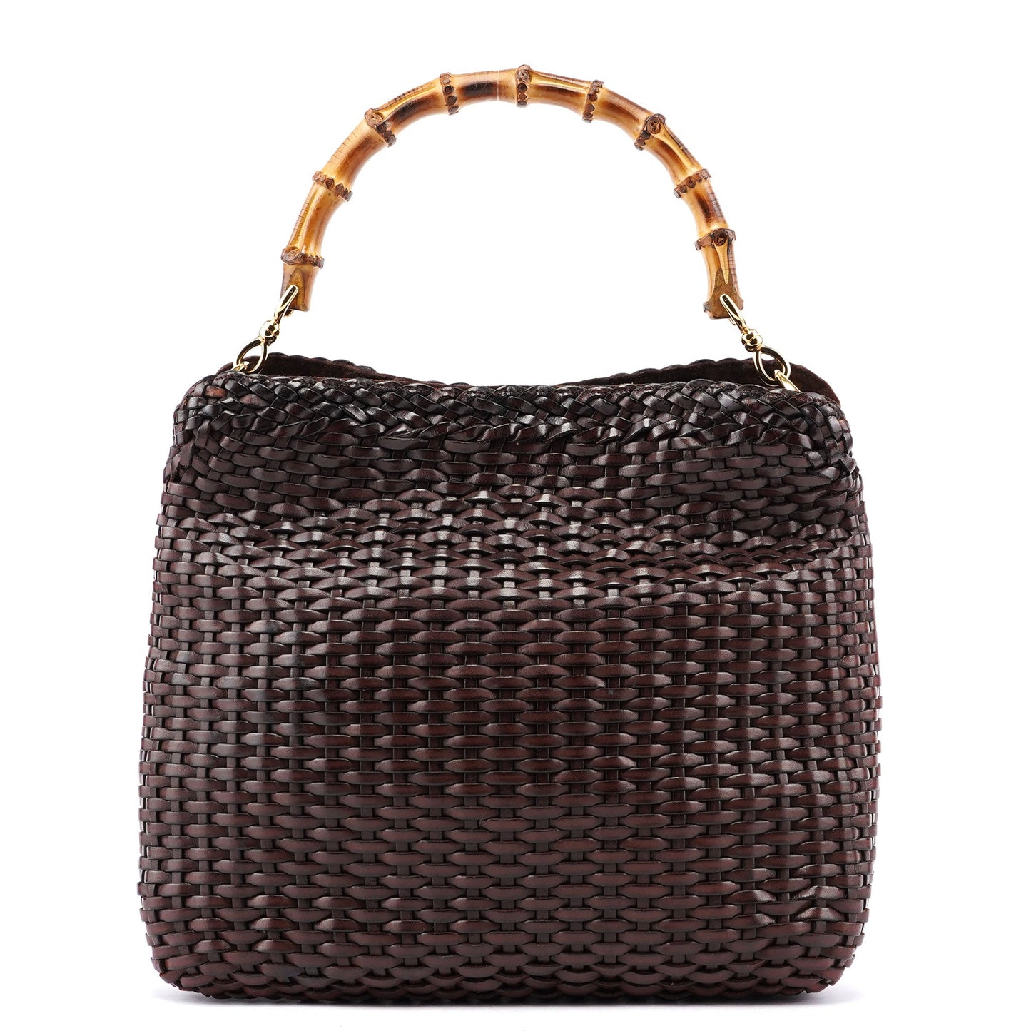 1996 Brown Woven Bamboo 2-Way Shoulder Bag