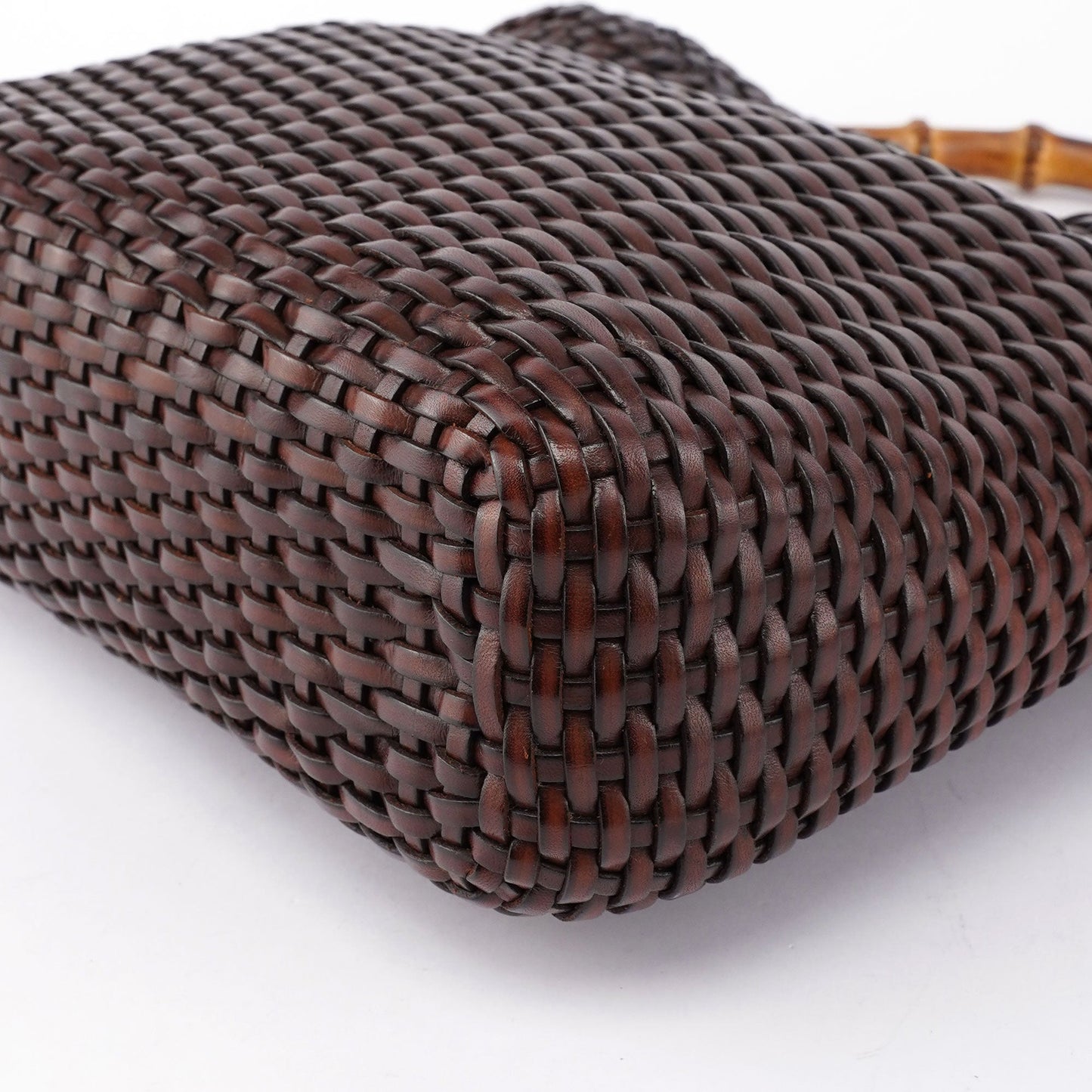 1996 Brown Woven Bamboo 2-Way Shoulder Bag