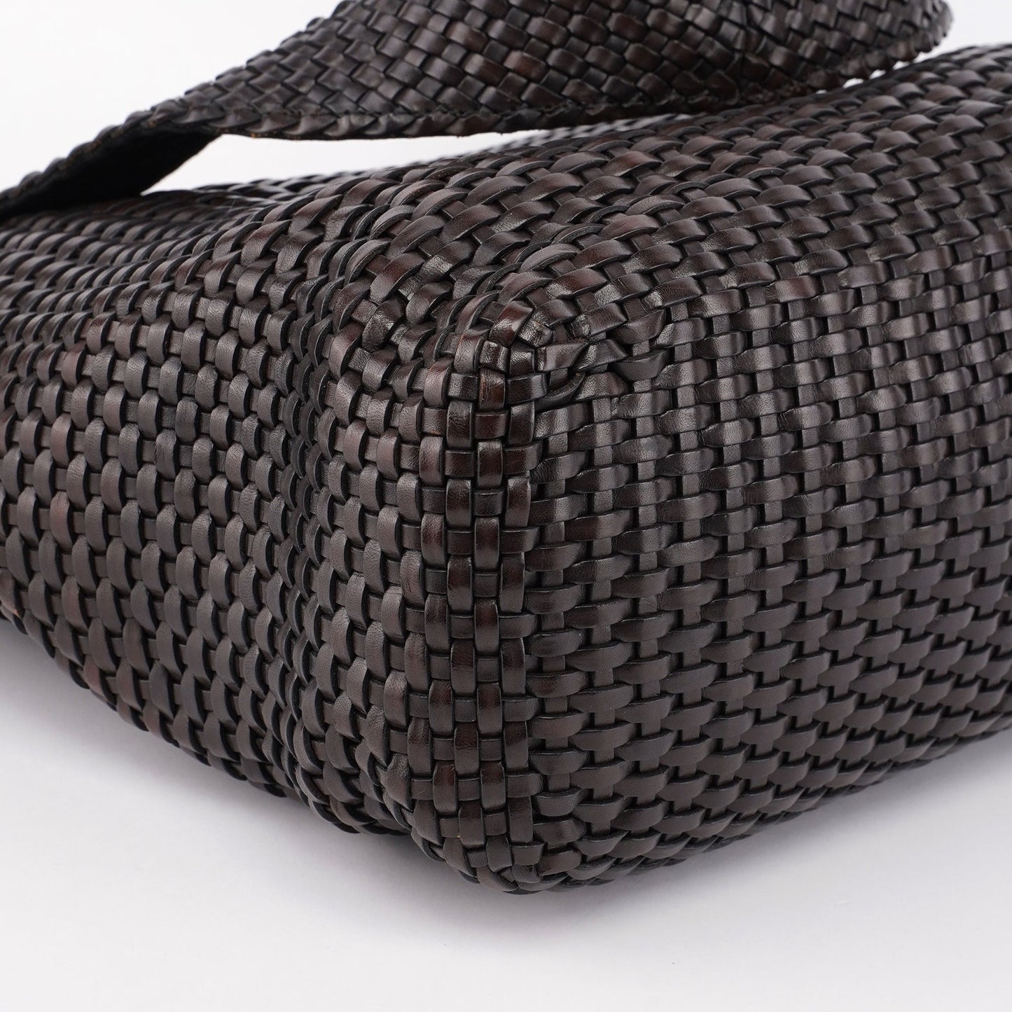 1996 Brown Woven Bamboo 2-Way Shoulder Bag